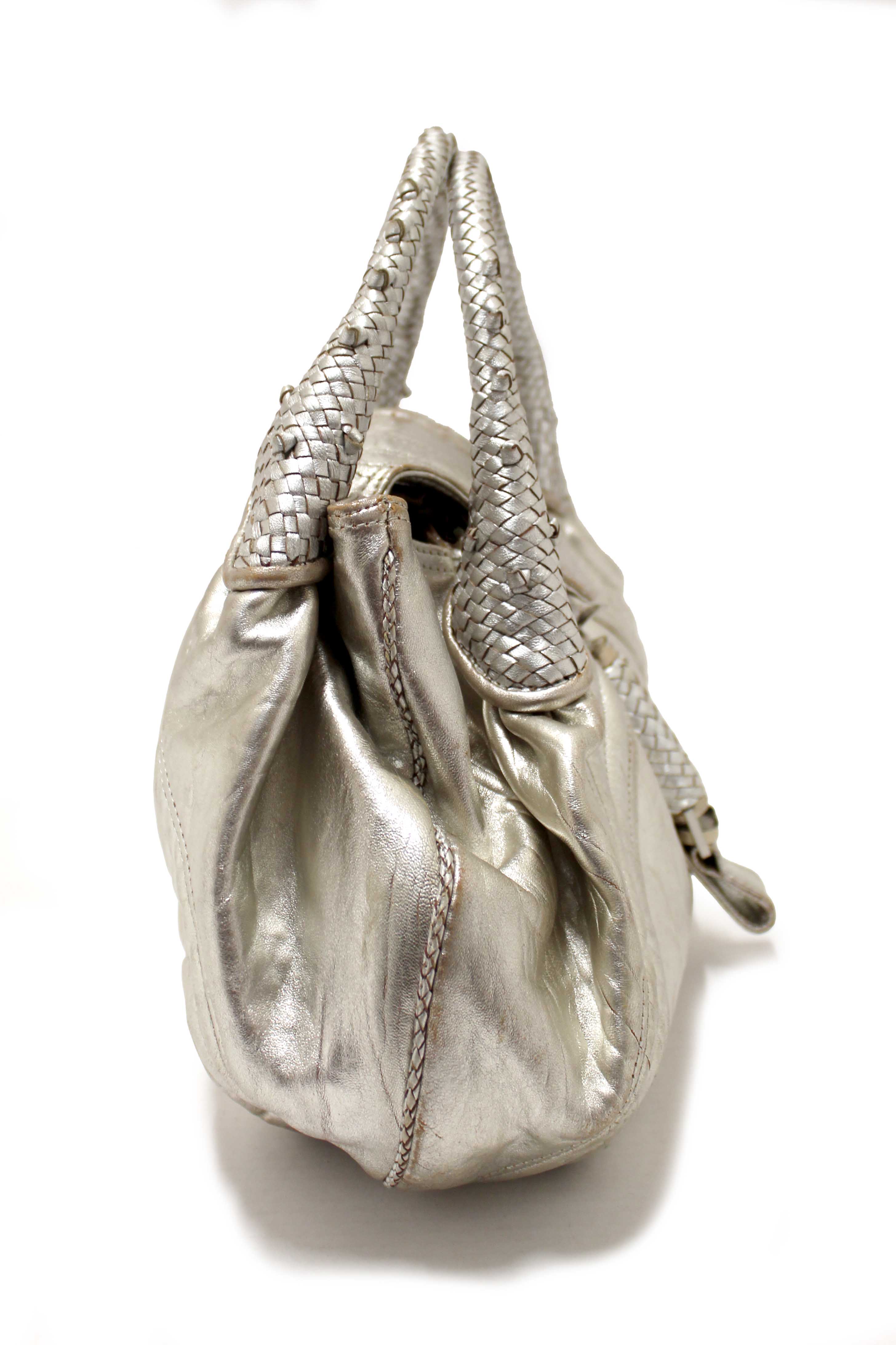 Authentic Fendi Silver Metallic Nappa Leather Spy Medium Bag