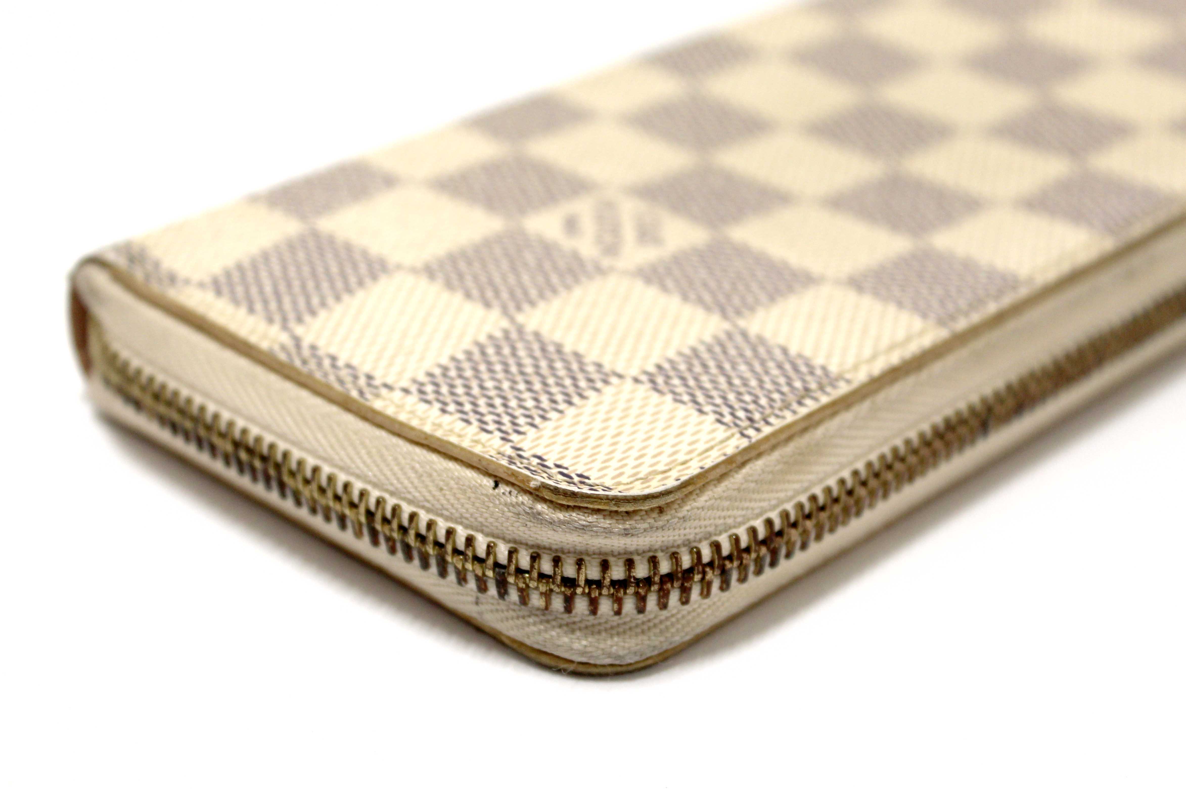 Authentic Louis Vuitton Damier Azur Canvas Clemence Zippy Wallet