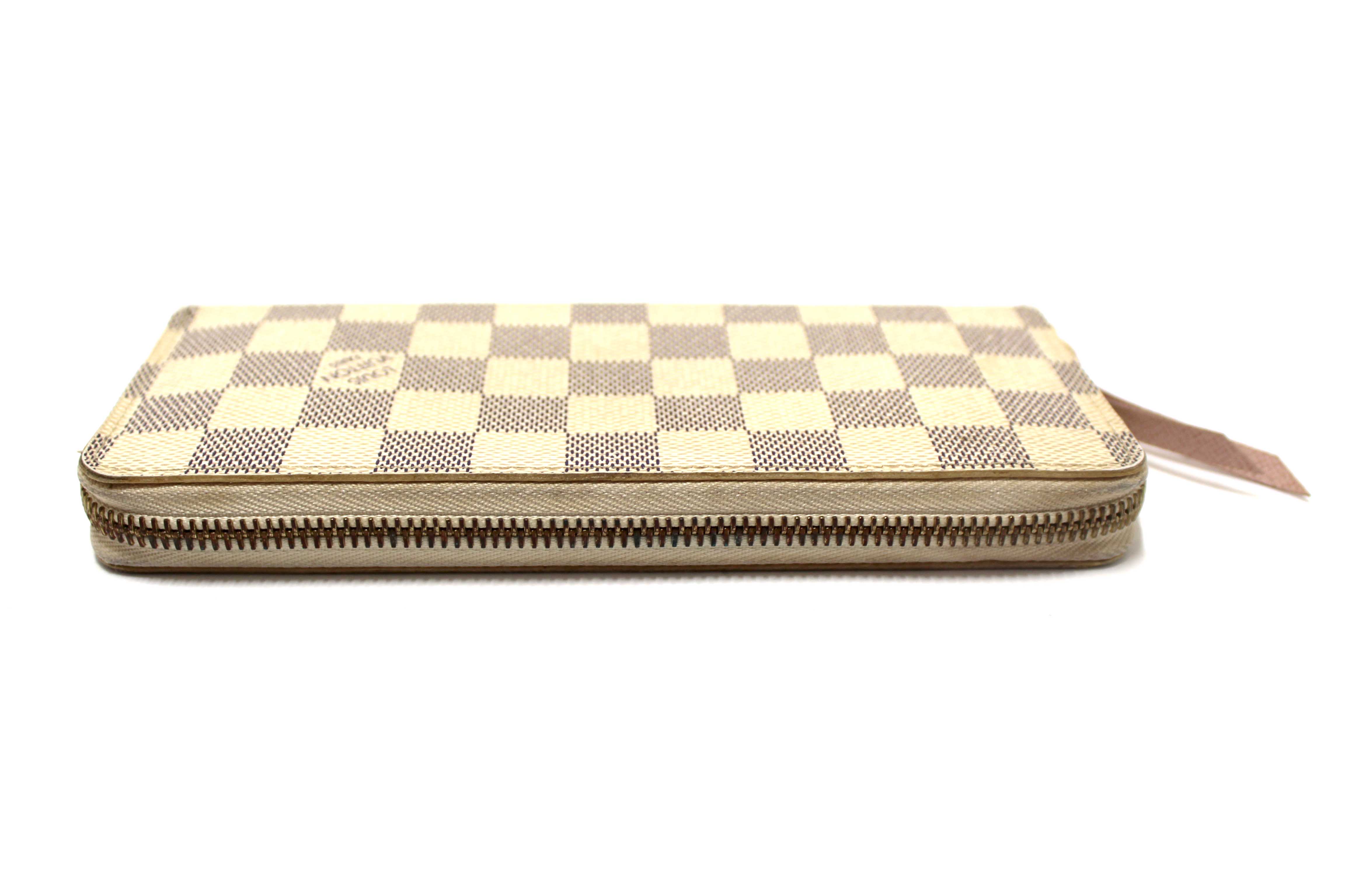 Authentic Louis Vuitton Damier Azur Canvas Clemence Zippy Wallet