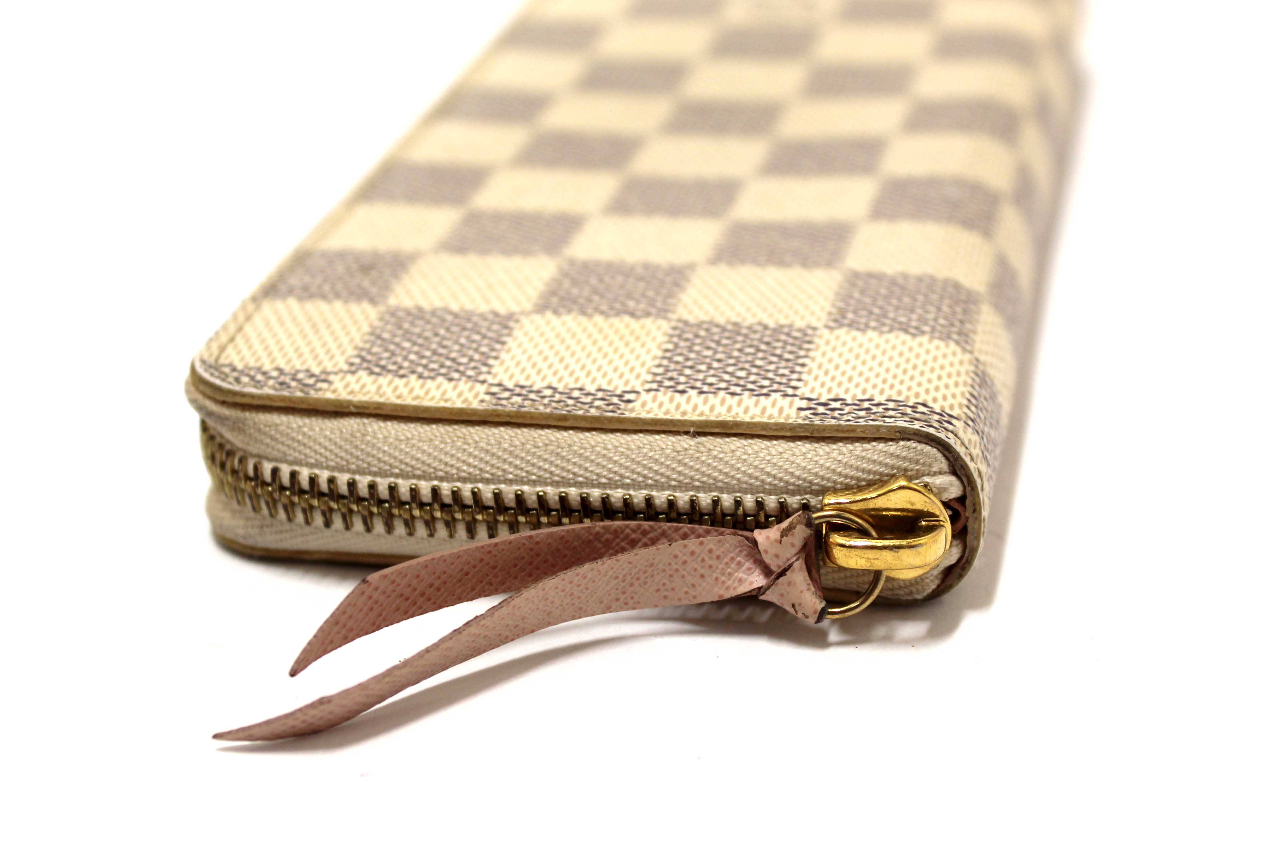 Authentic Louis Vuitton Damier Azur Canvas Clemence Zippy Wallet