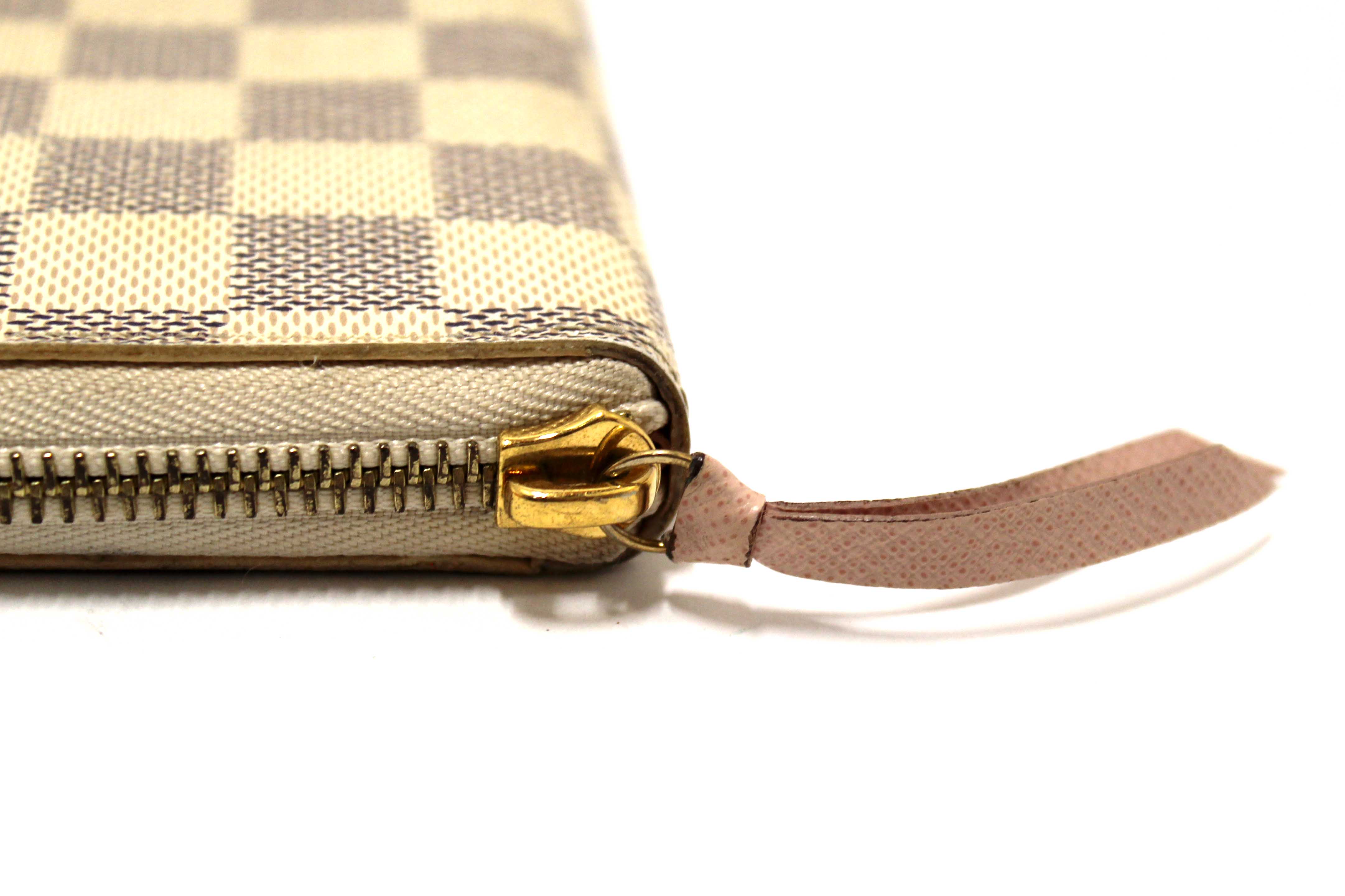 Authentic Louis Vuitton Damier Azur Canvas Clemence Zippy Wallet