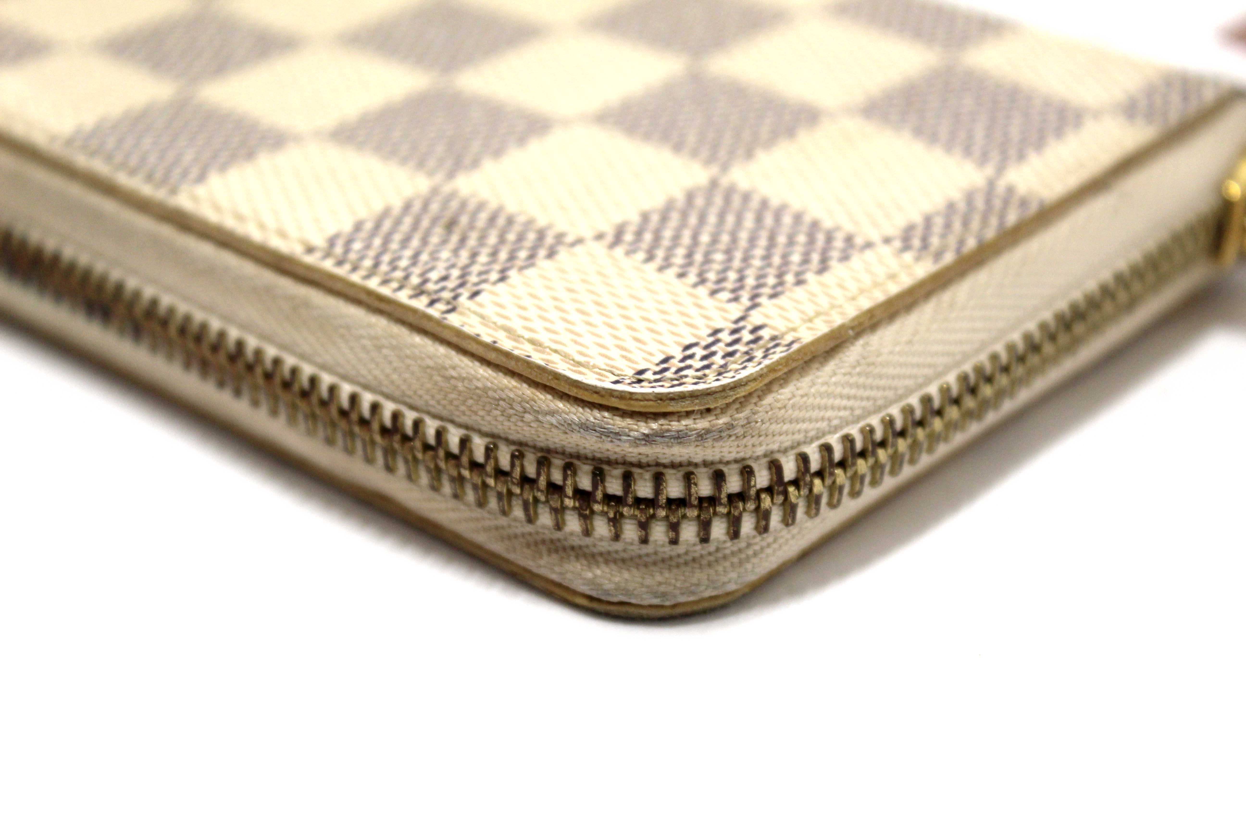 Authentic Louis Vuitton Damier Azur Canvas Clemence Zippy Wallet