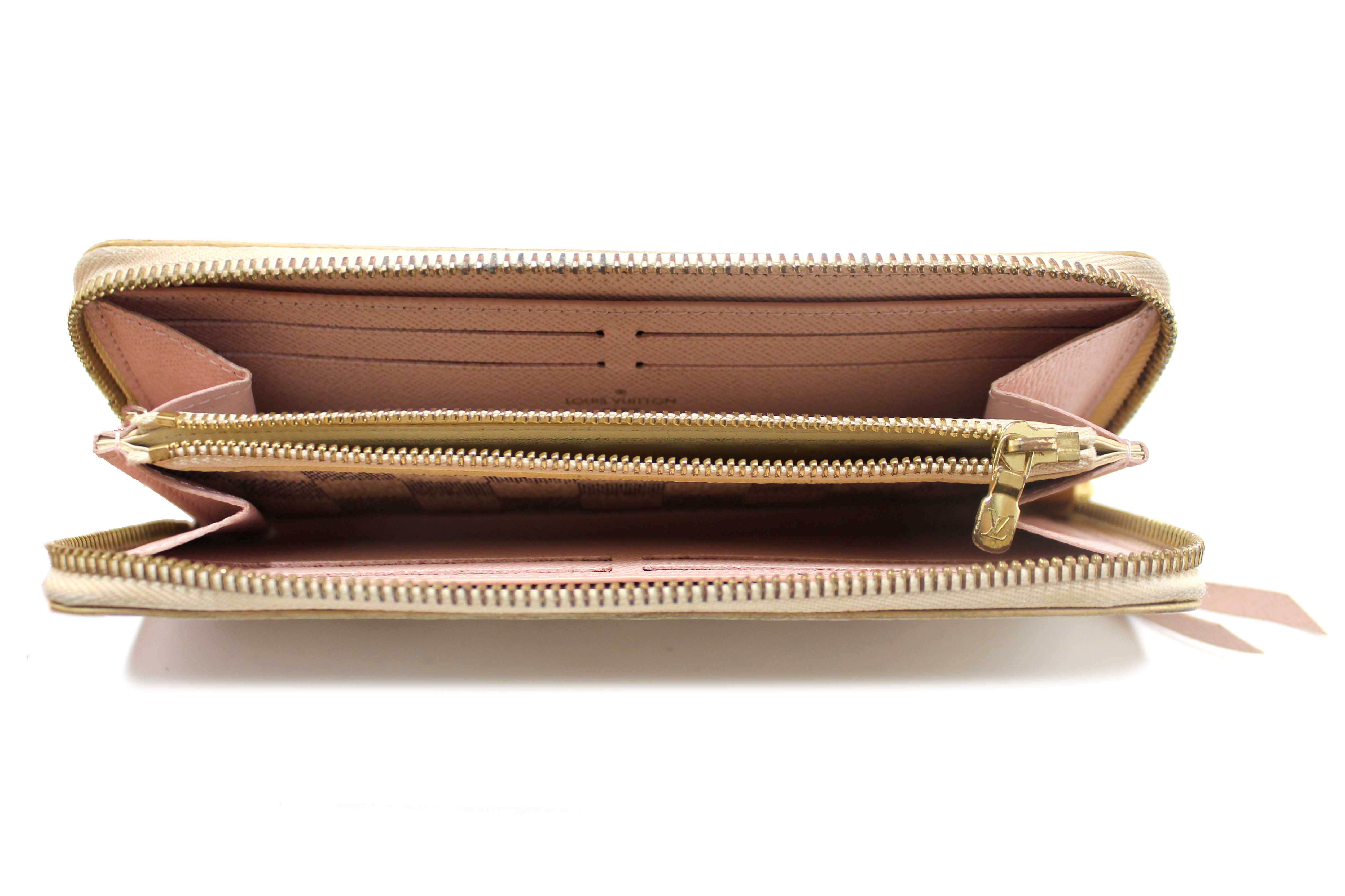 Authentic Louis Vuitton Damier Azur Canvas Clemence Zippy Wallet