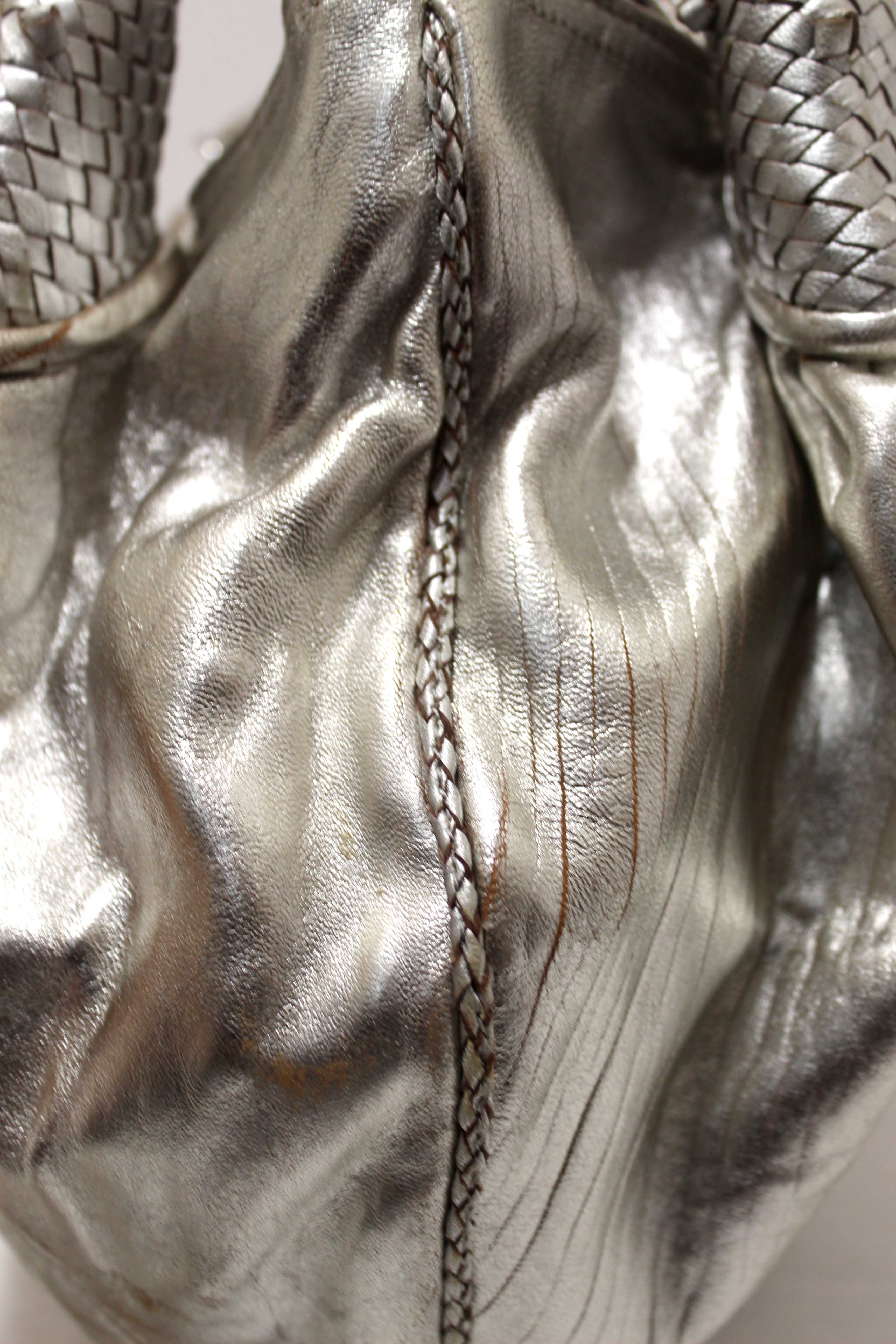 Authentic Fendi Silver Metallic Nappa Leather Spy Medium Bag