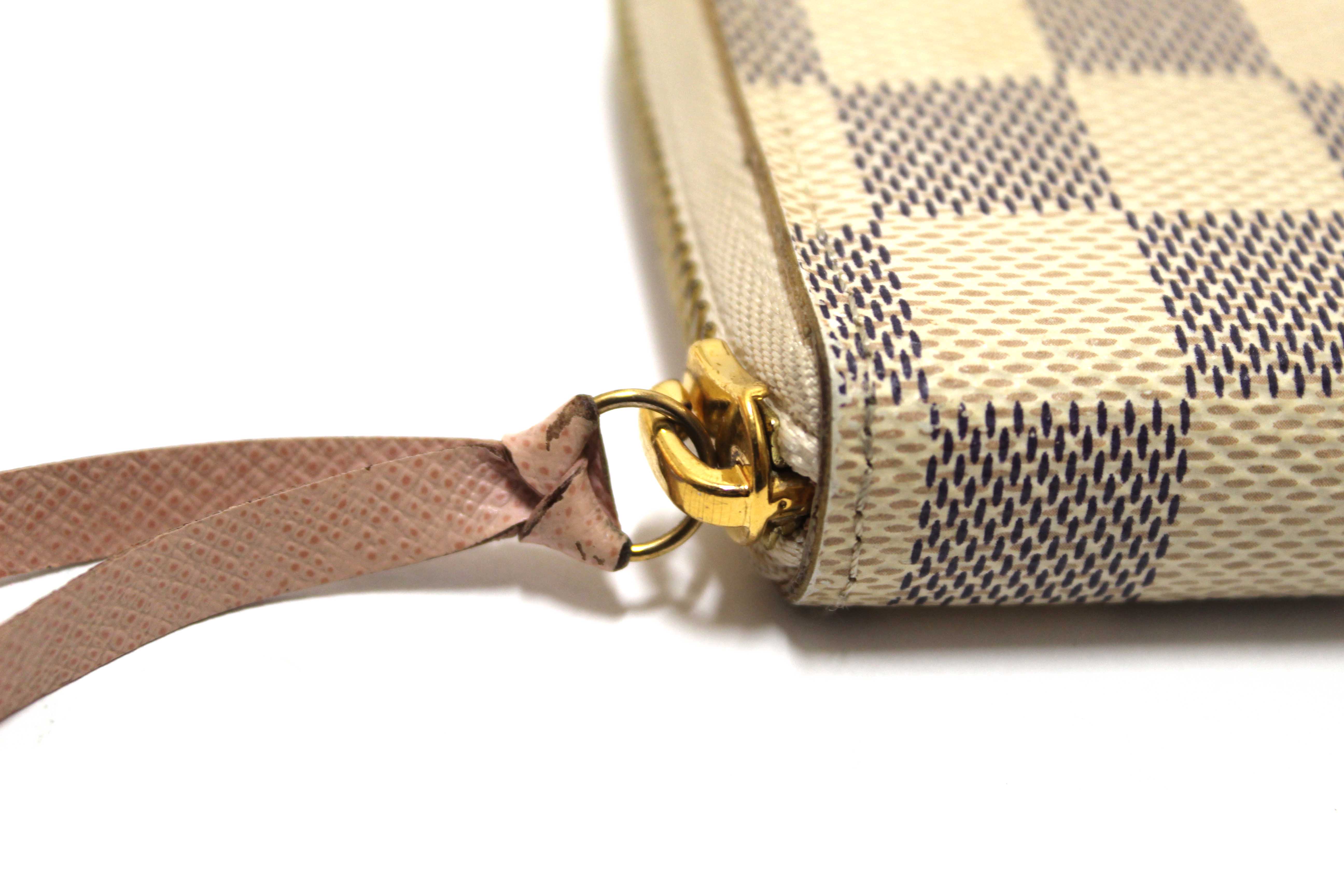 Authentic Louis Vuitton Damier Azur Canvas Clemence Zippy Wallet