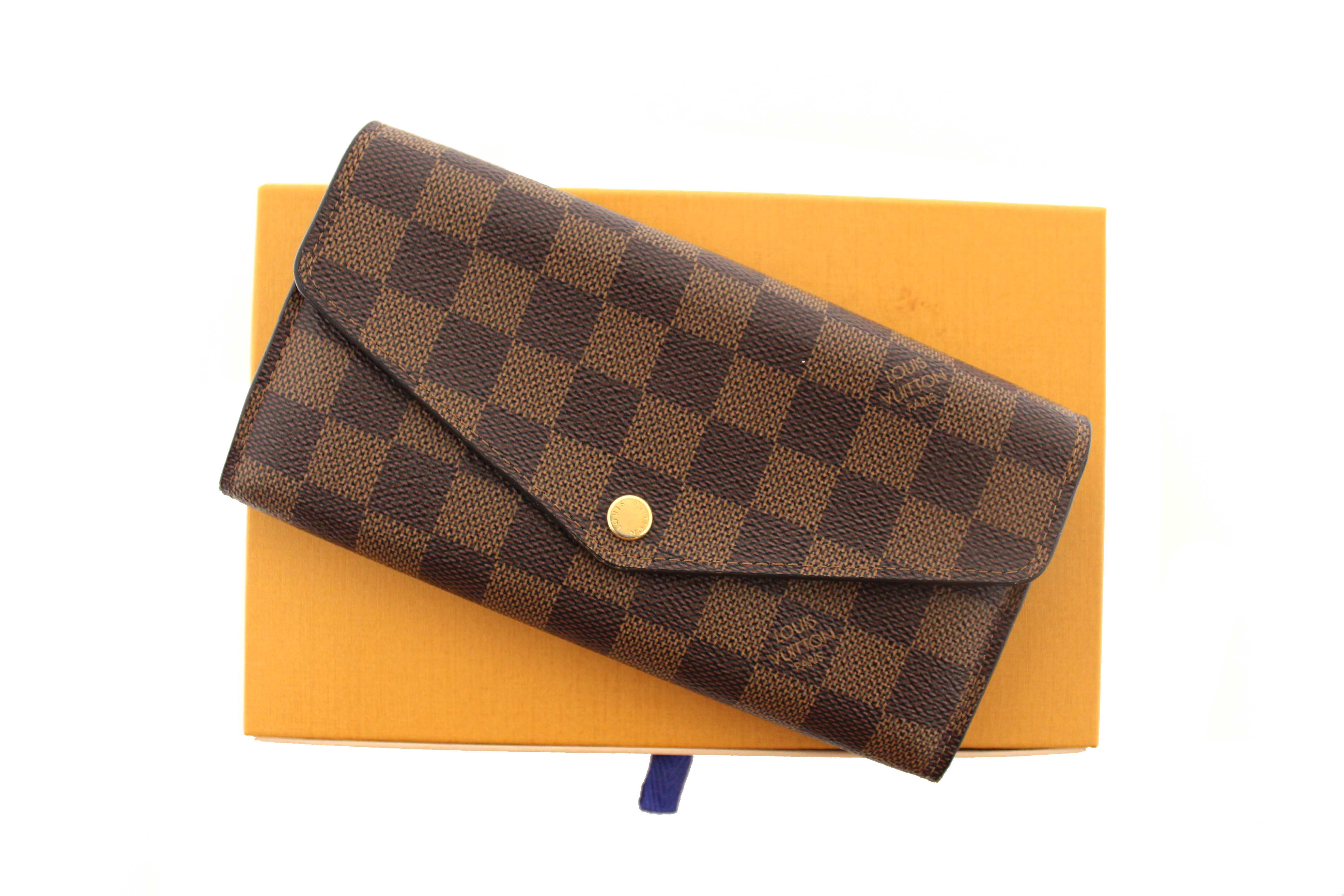 Authentic Louis Vuitton Damier Ebene Canvas Sarah Long Wallet