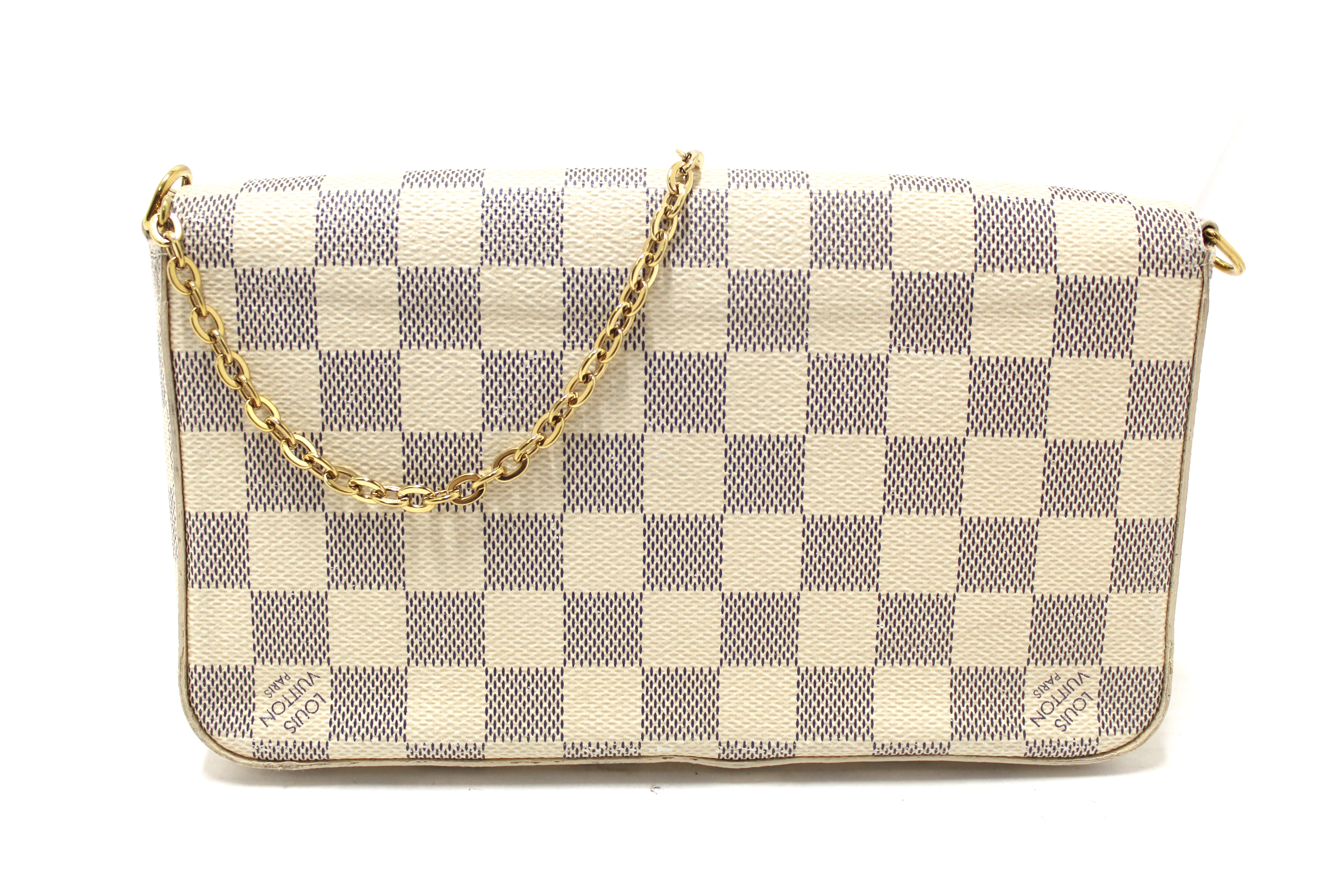 Authentic Louis Vuitton Damier Azur Felicie Pochette Crossbody Bag