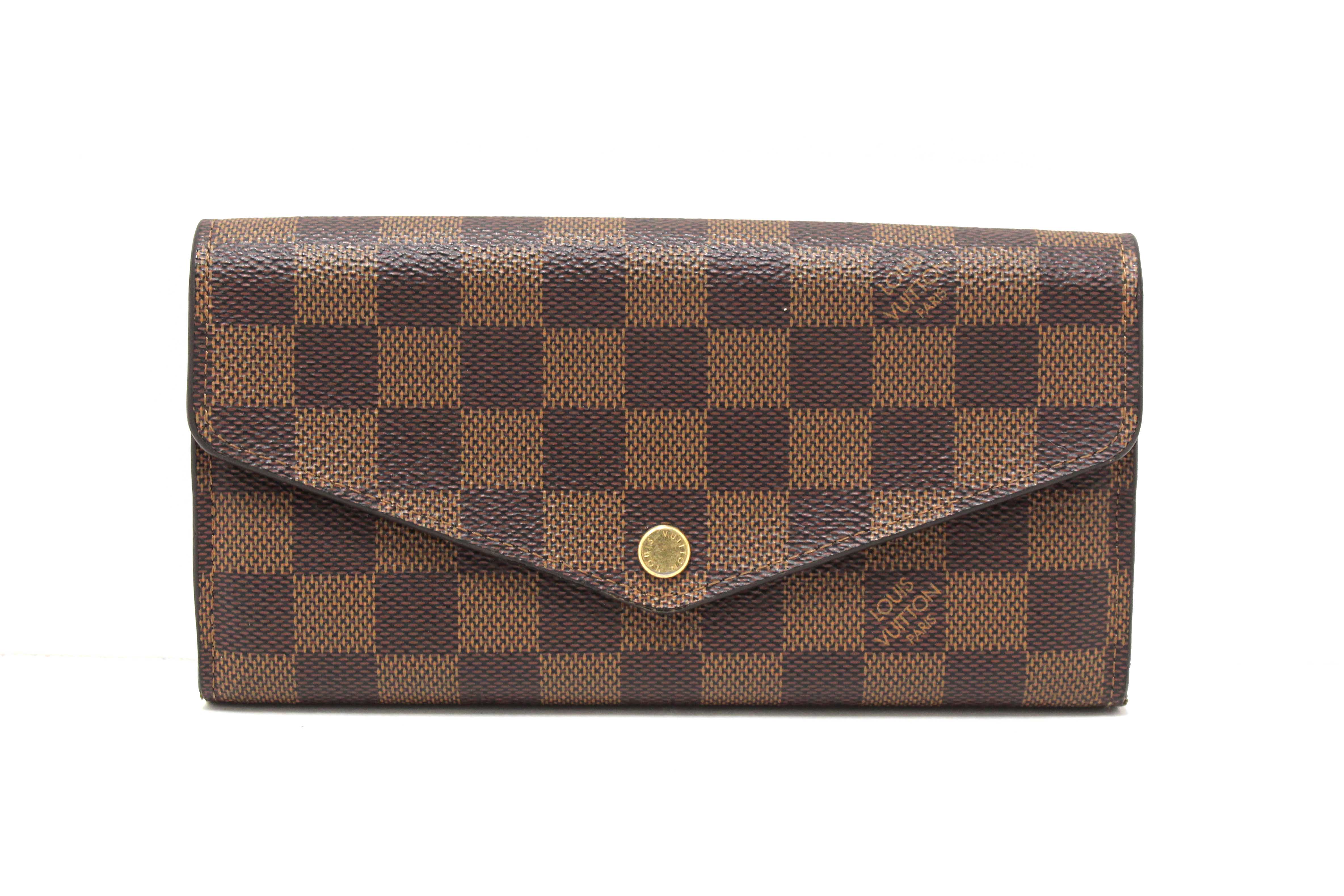 Authentic Louis Vuitton Damier Ebene Canvas Sarah Long Wallet