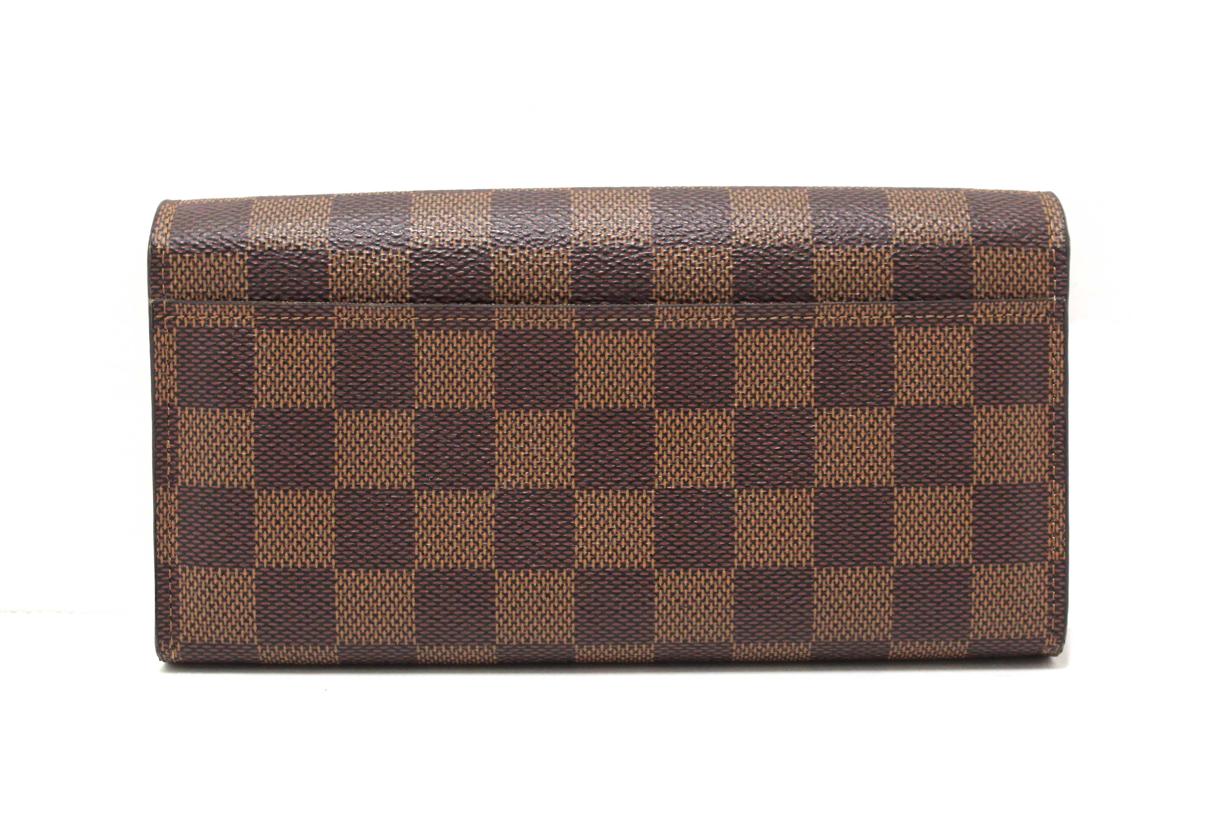 Authentic Louis Vuitton Damier Ebene Canvas Sarah Long Wallet