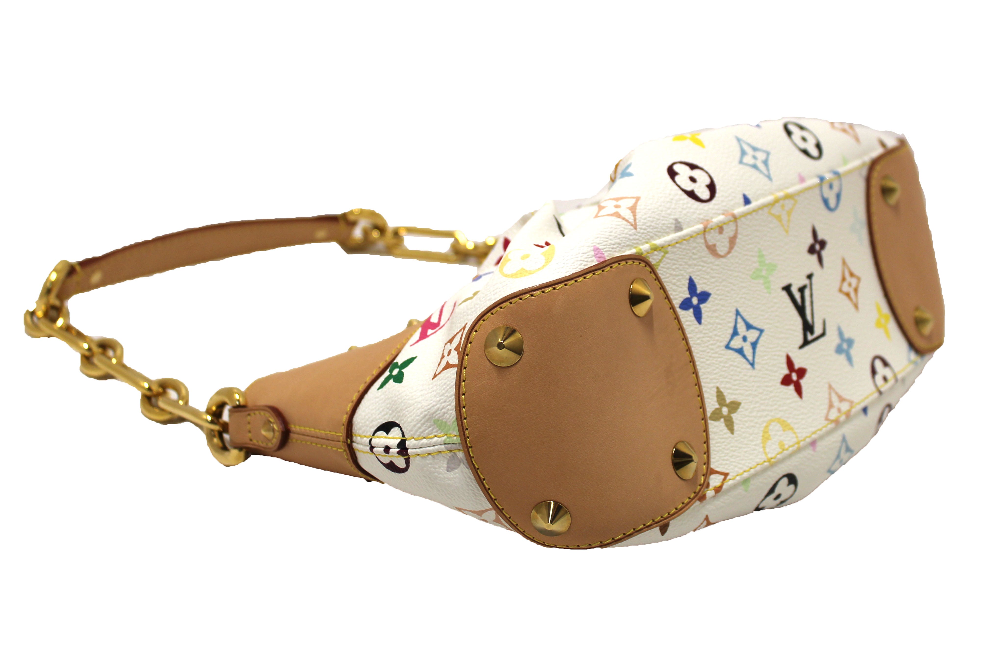 Authentic Louis Vuitton White Monogram Multicolor Canvas Judy PM Bag