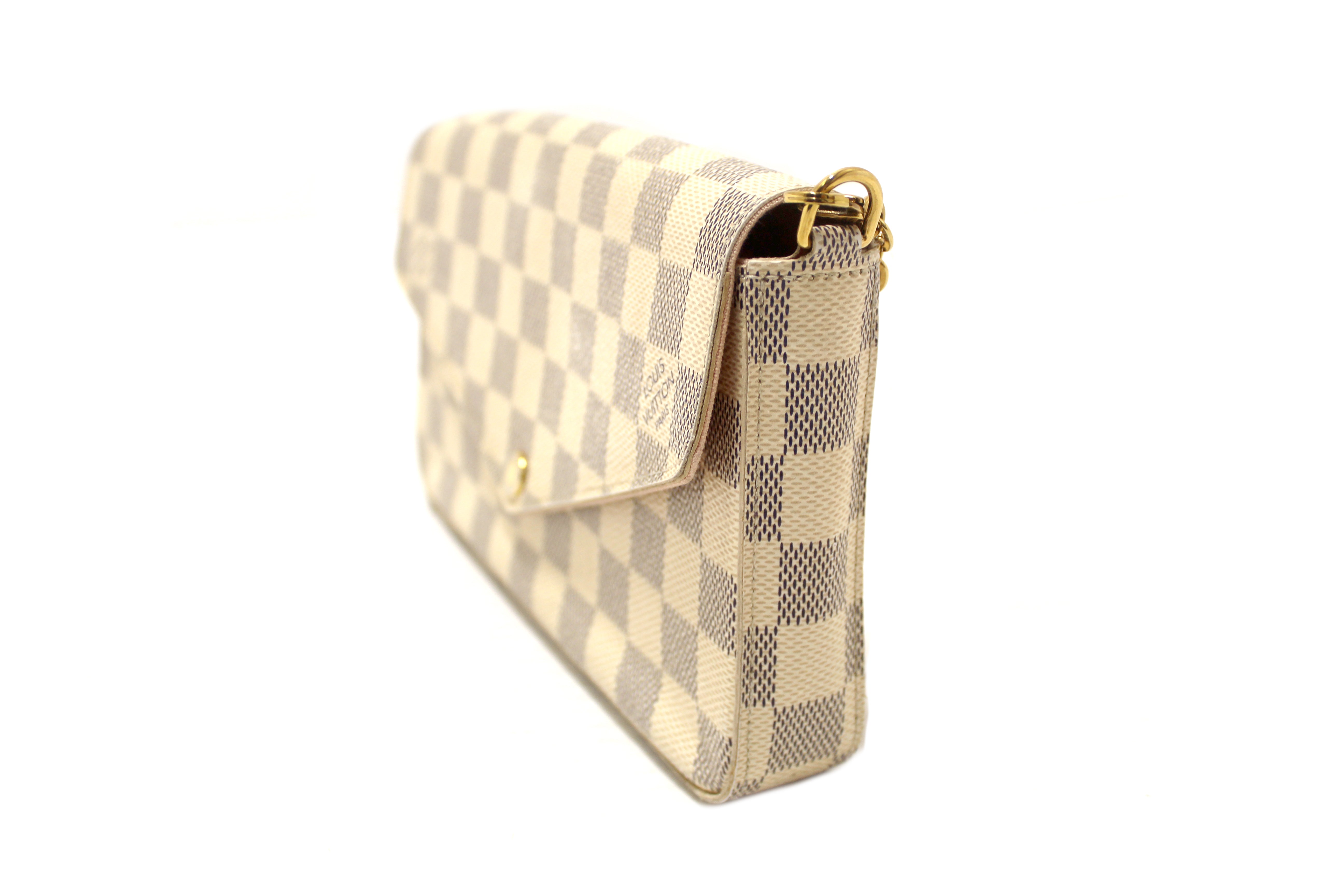 Authentic Louis Vuitton Damier Azur Felicie Pochette Crossbody Bag