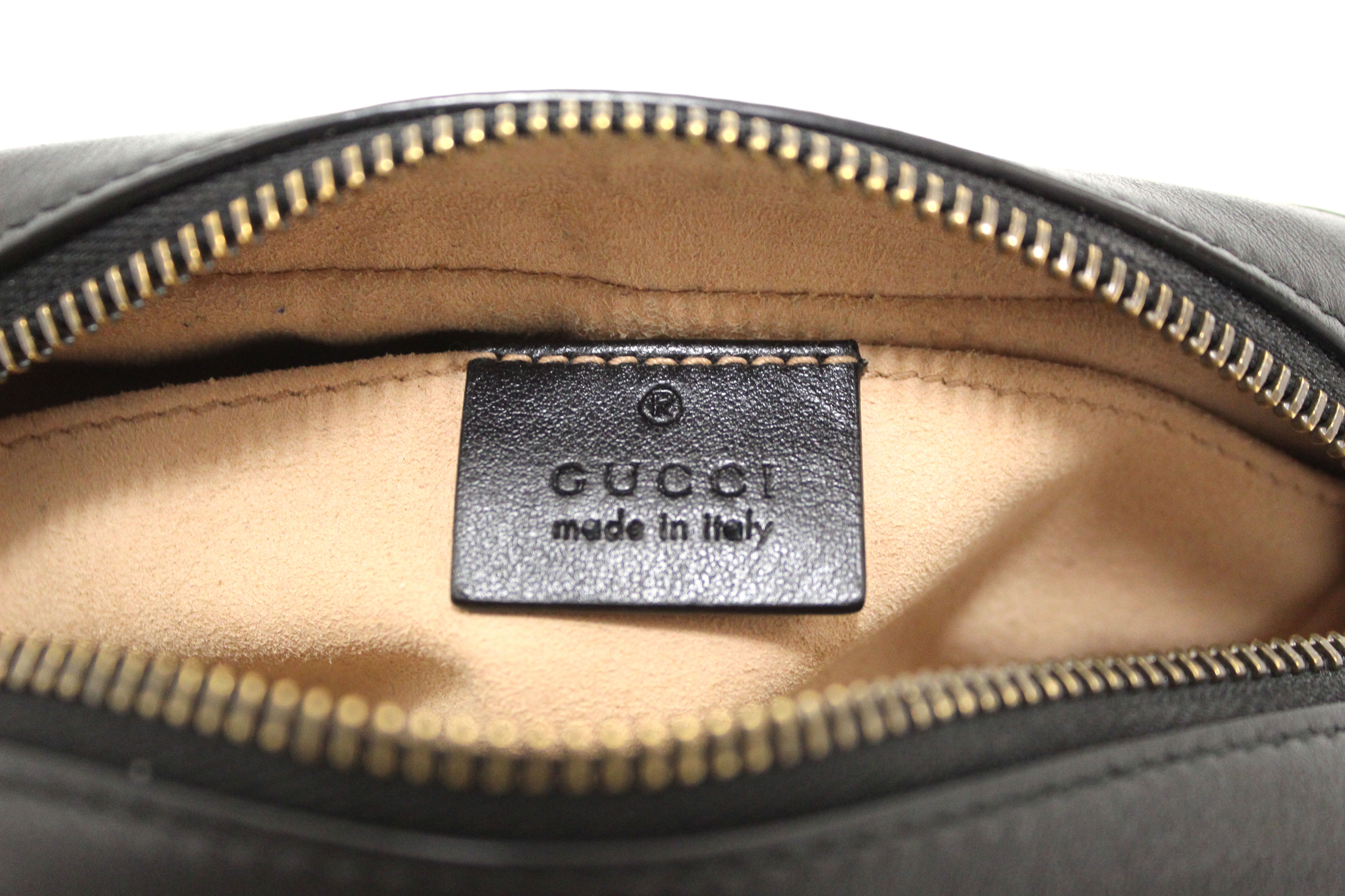 Authentic Gucci Black Marmont Matelasse Leather Mini Camera Crossbody Bag