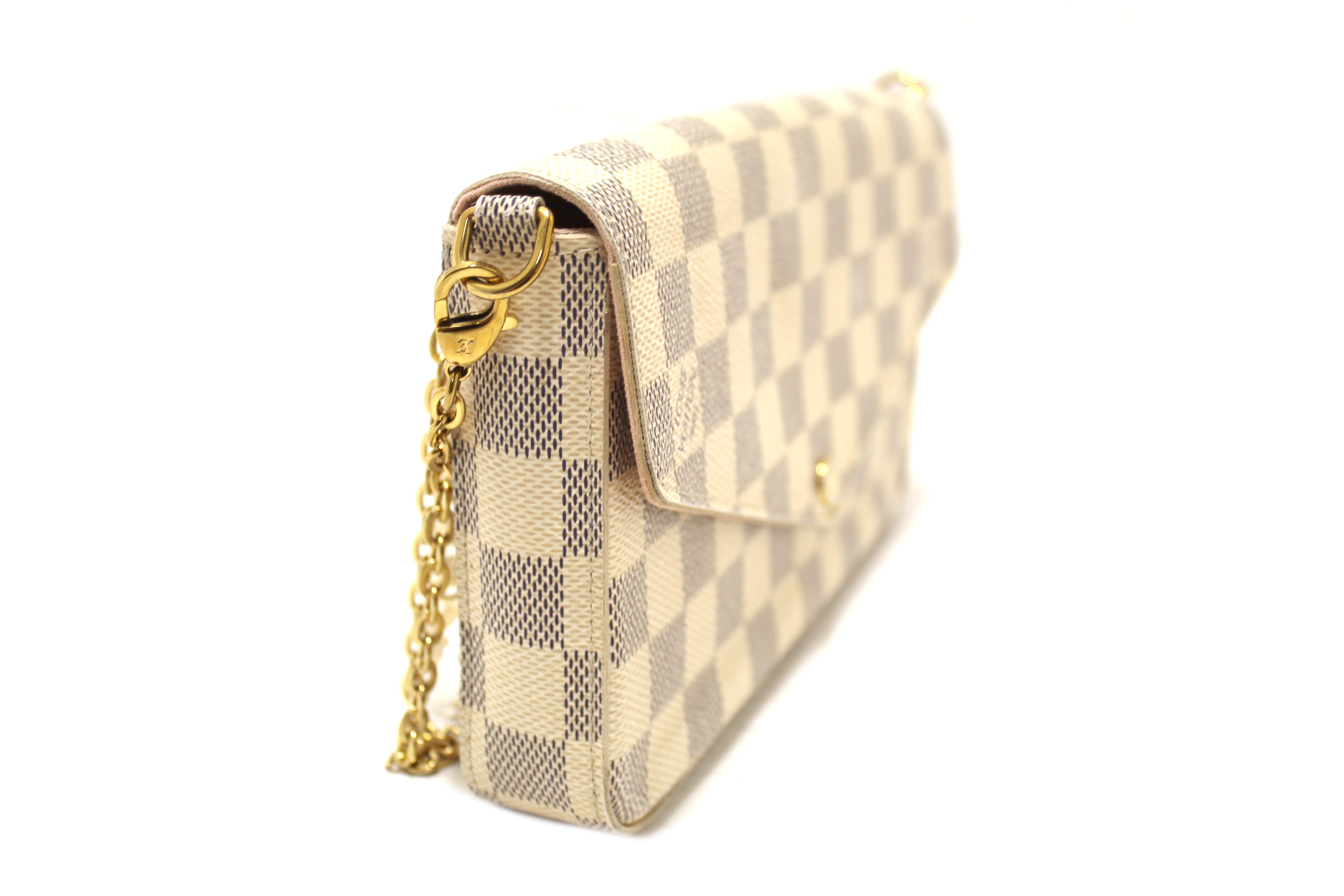Authentic Louis Vuitton Damier Azur Felicie Pochette Crossbody Bag