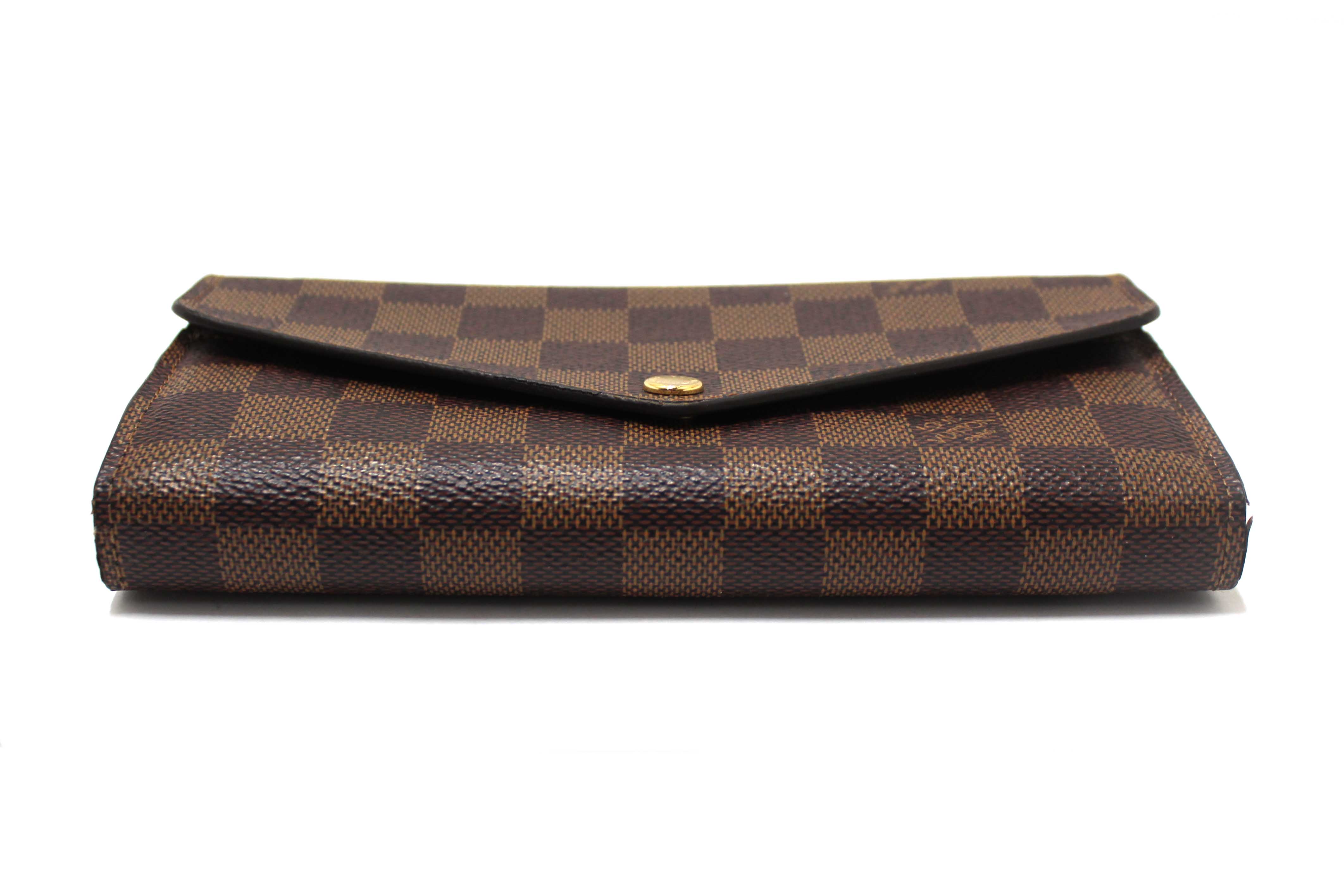 Authentic Louis Vuitton Damier Ebene Canvas Sarah Long Wallet