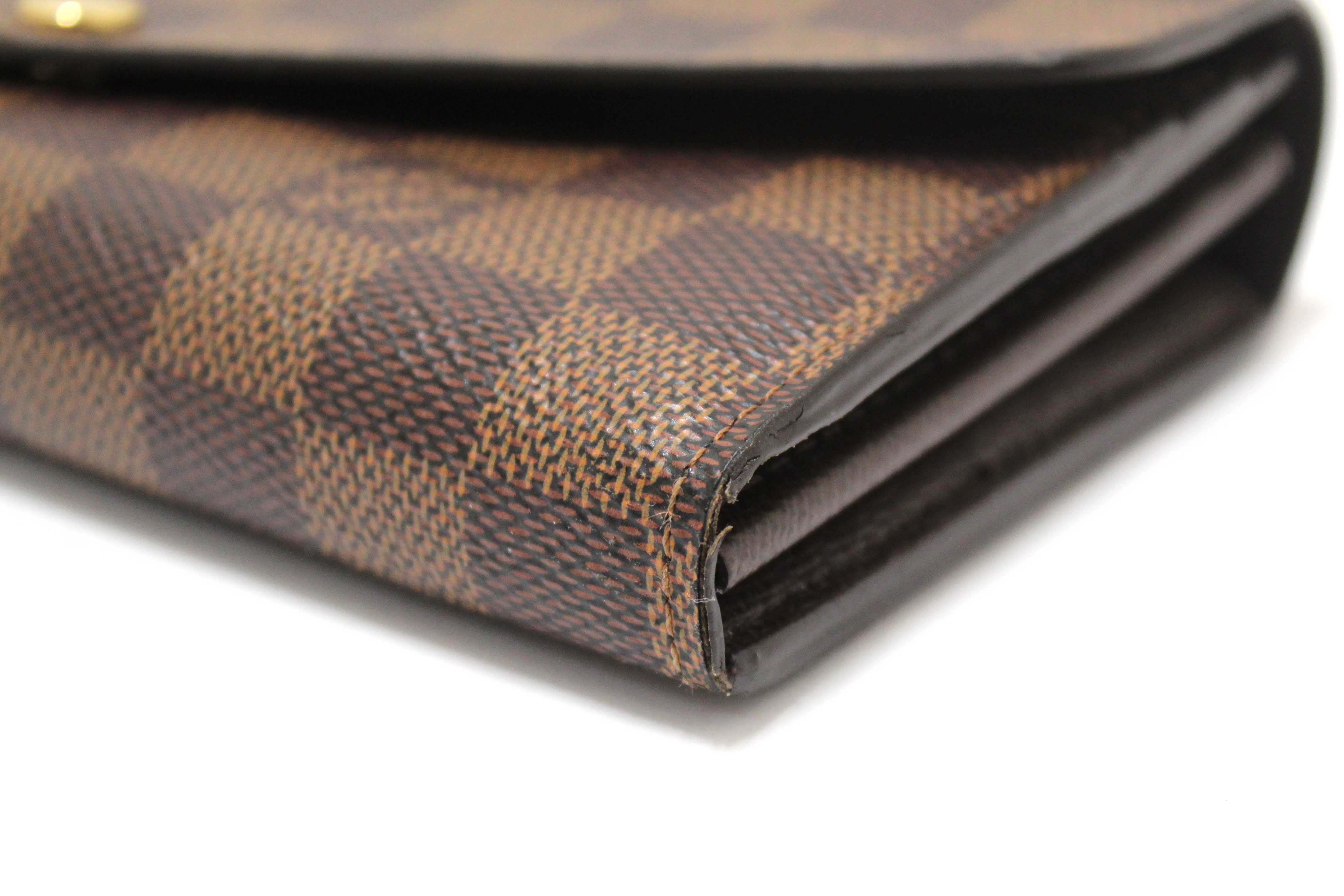 Authentic Louis Vuitton Damier Ebene Canvas Sarah Long Wallet