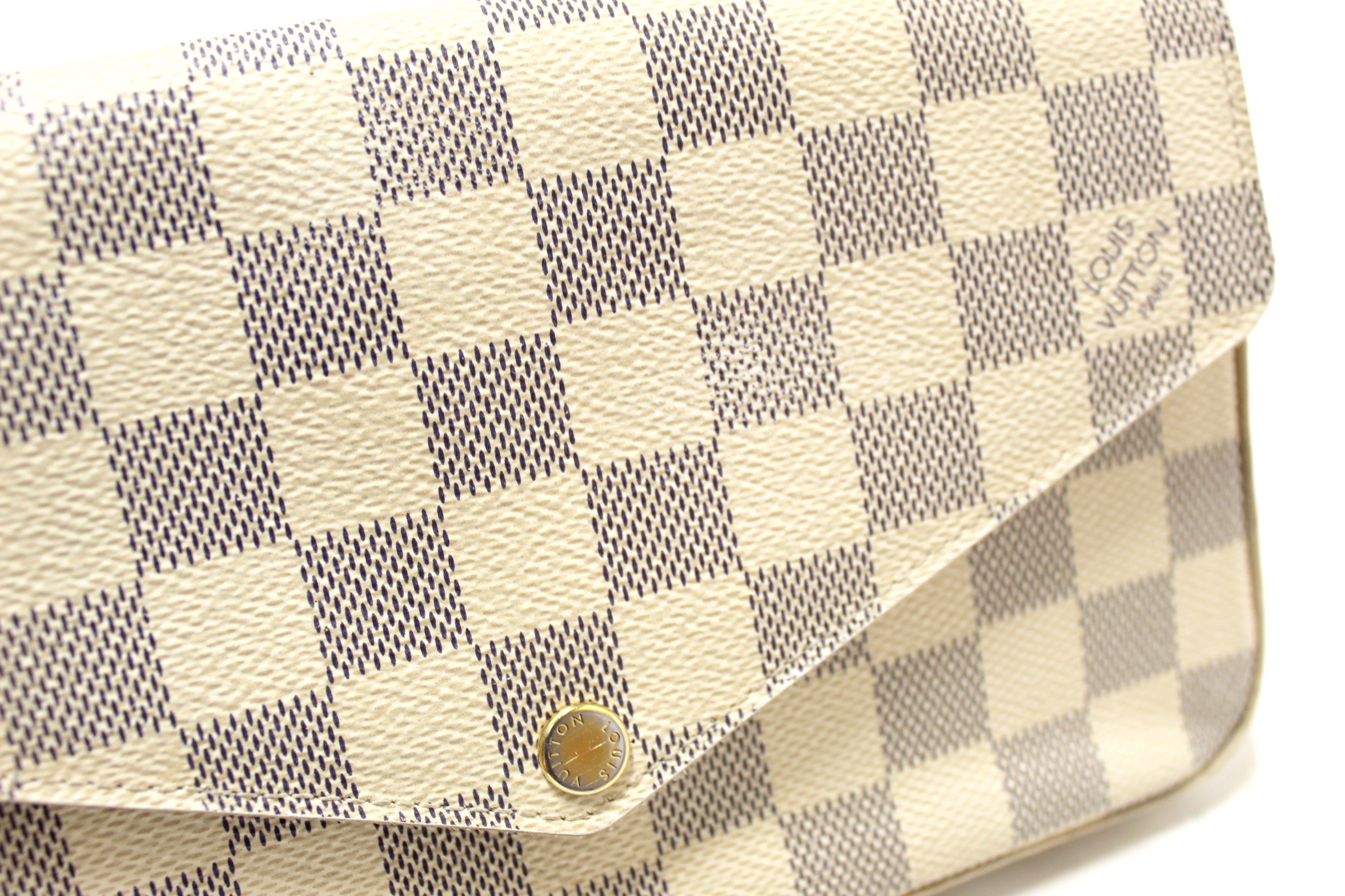 Authentic Louis Vuitton Damier Azur Felicie Pochette Crossbody Bag