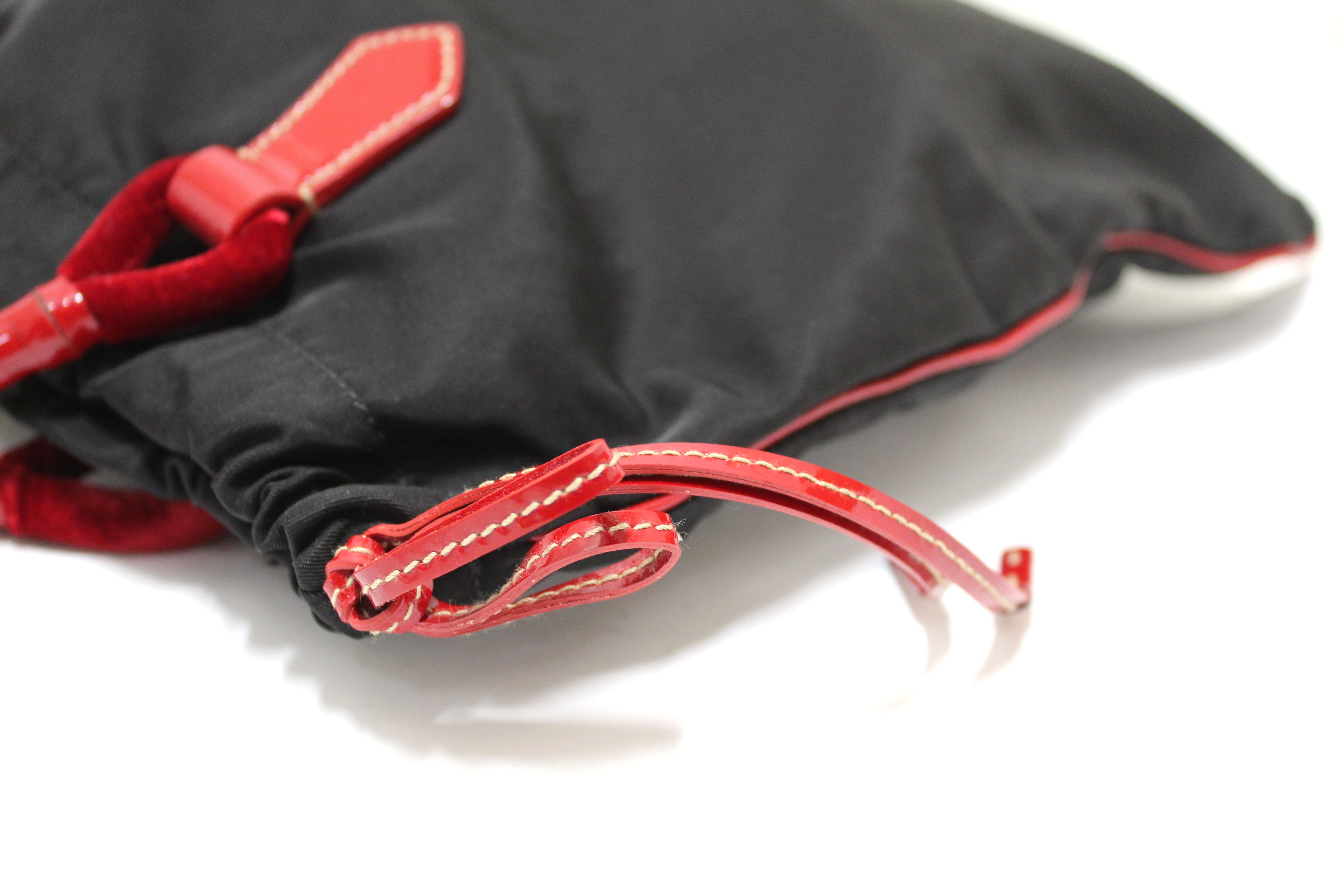 Authentic Prada Black Tessuto Small Nylon Drawstring Tote Bag