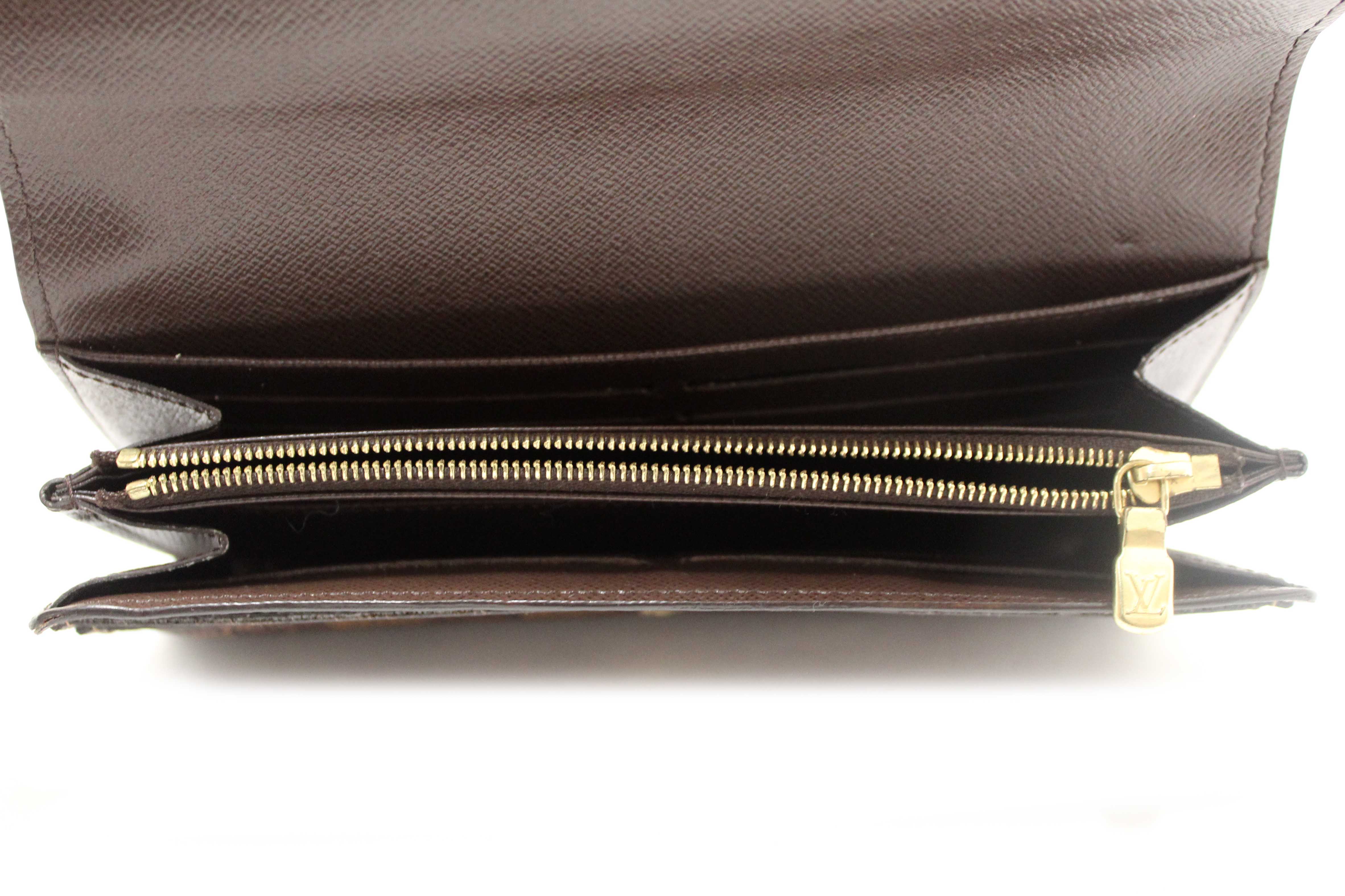 Authentic Louis Vuitton Damier Ebene Canvas Sarah Long Wallet