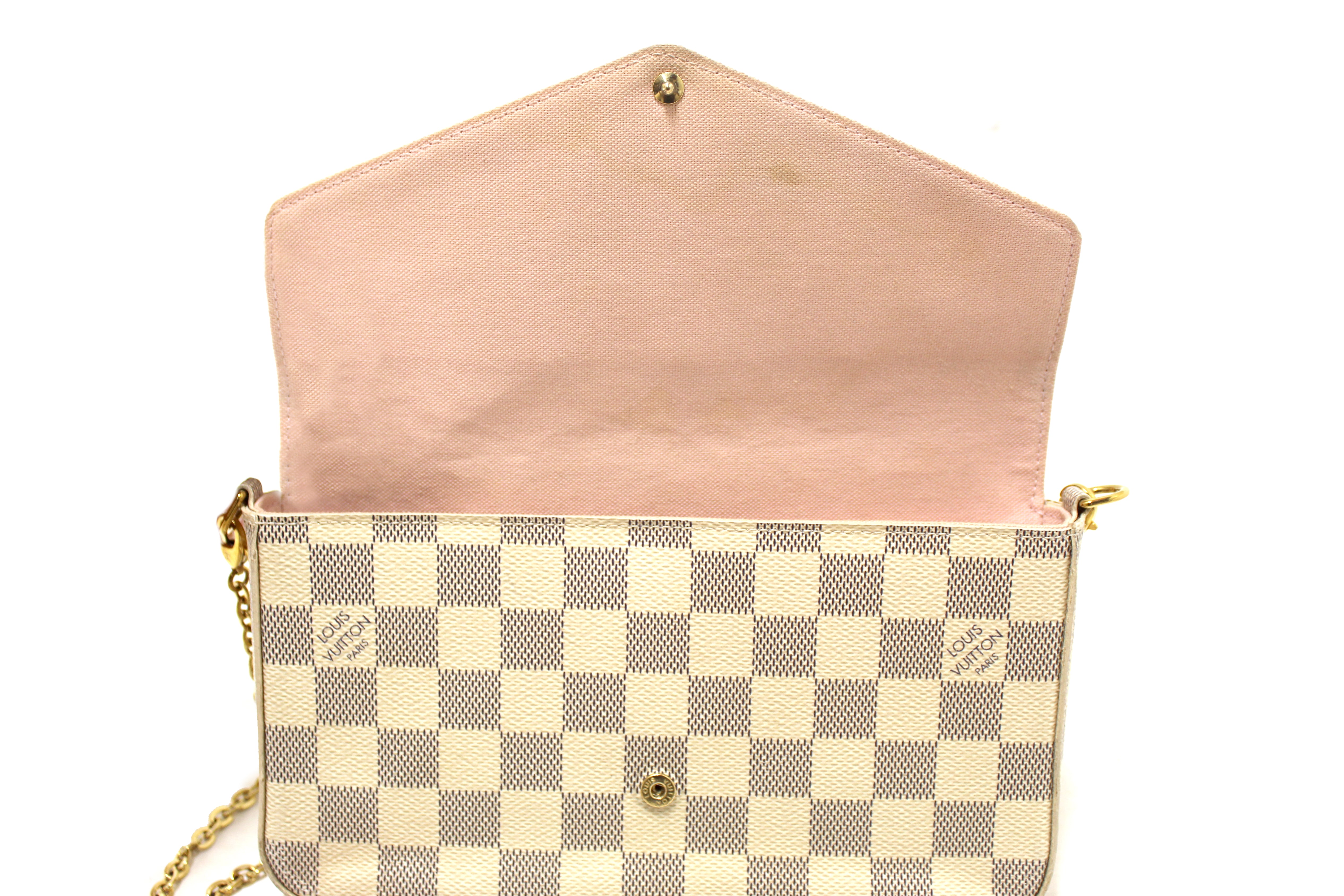 Authentic Louis Vuitton Damier Azur Felicie Pochette Crossbody Bag