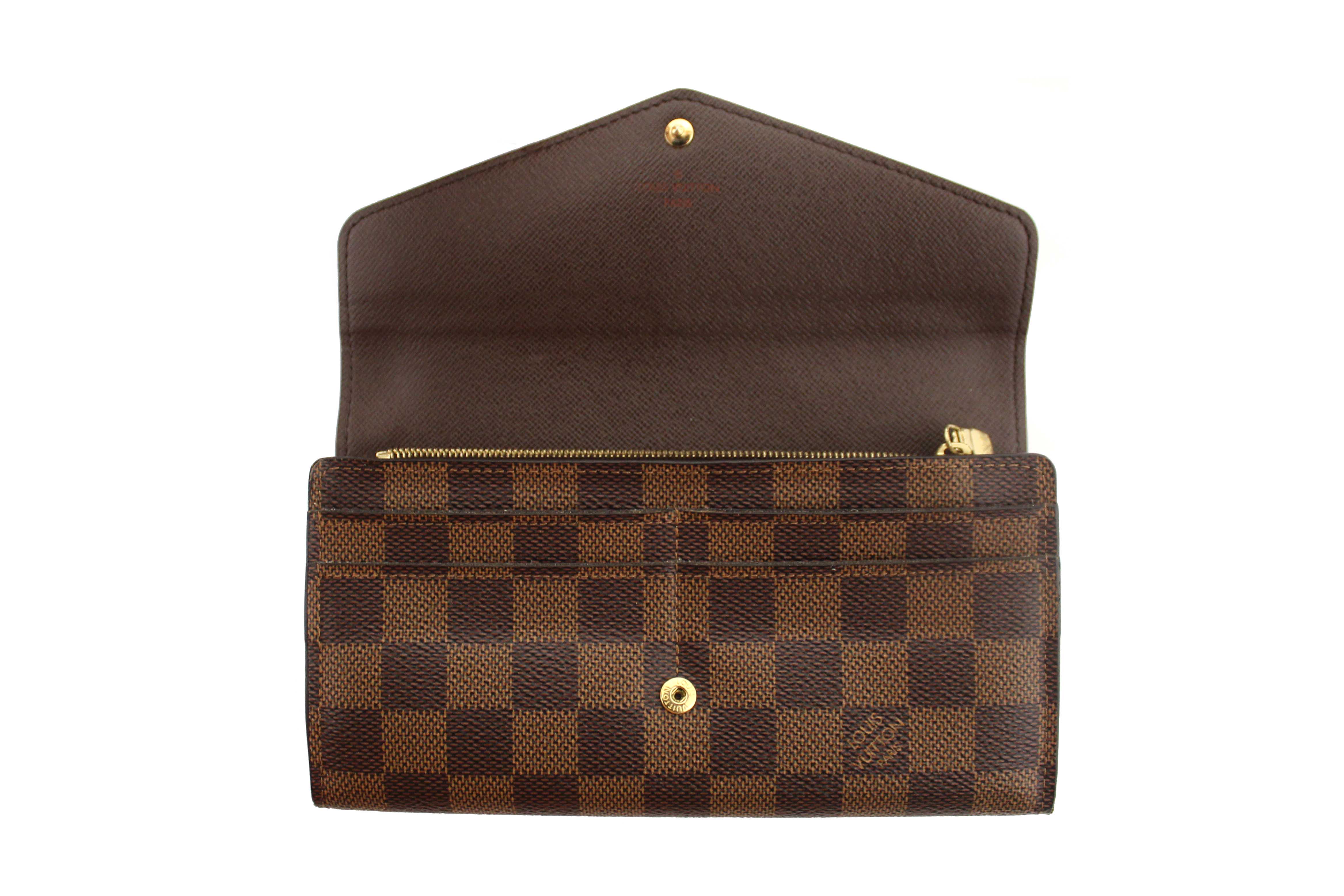 Authentic Louis Vuitton Damier Ebene Canvas Sarah Long Wallet
