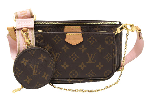 Authentic Louis Vuitton Classic Monogram Light Pink Strap Multi-Pochette Accessoires Bag