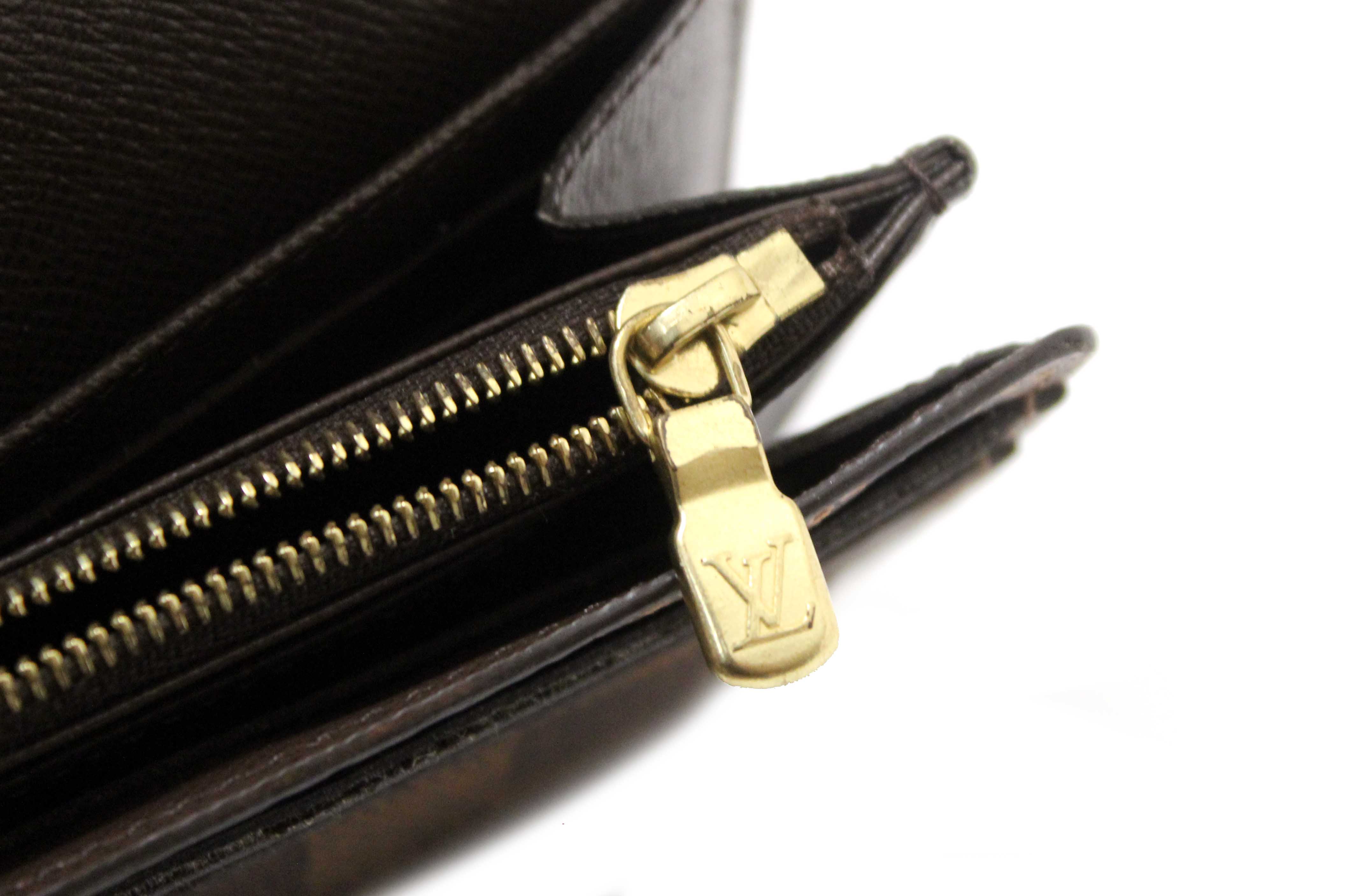 Authentic Louis Vuitton Damier Ebene Canvas Sarah Long Wallet