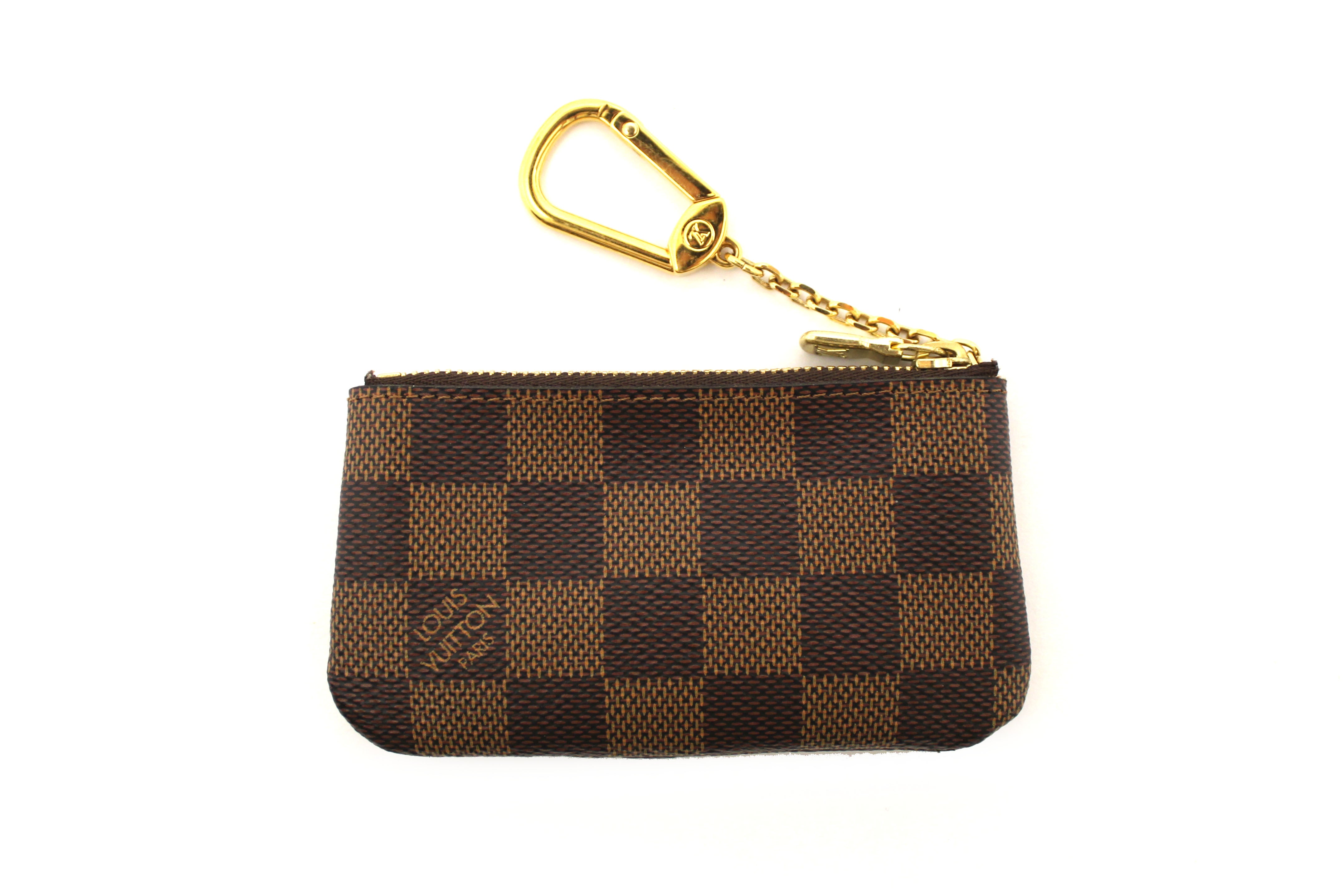 Authentic Louis Vuitton Damier Ebene Canvas Key Coin Pouch