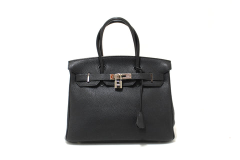 Authentic Hermes Black Togo Leather Birkin 30 Handbag