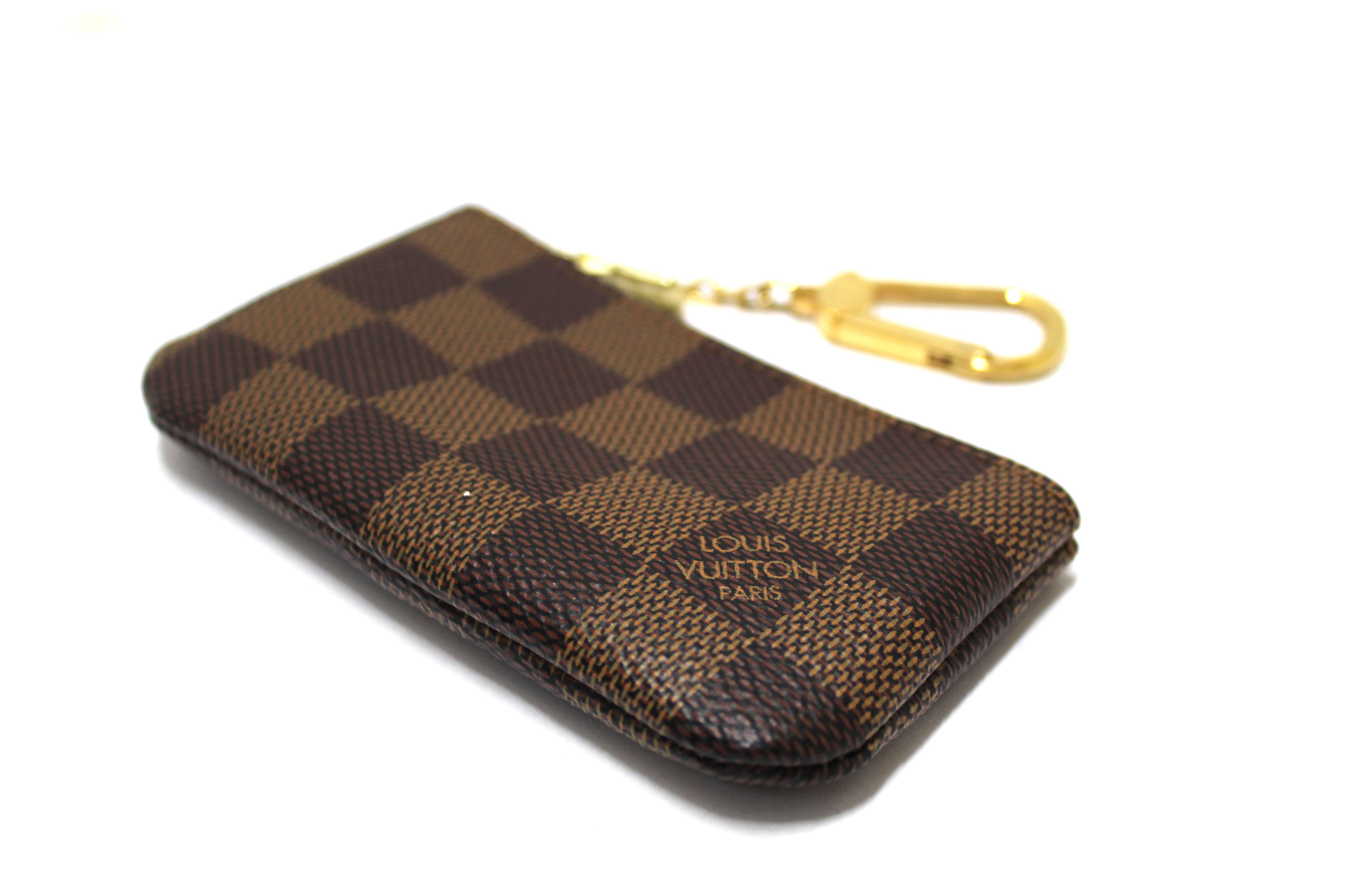 Authentic Louis Vuitton Damier Ebene Canvas Key Coin Pouch