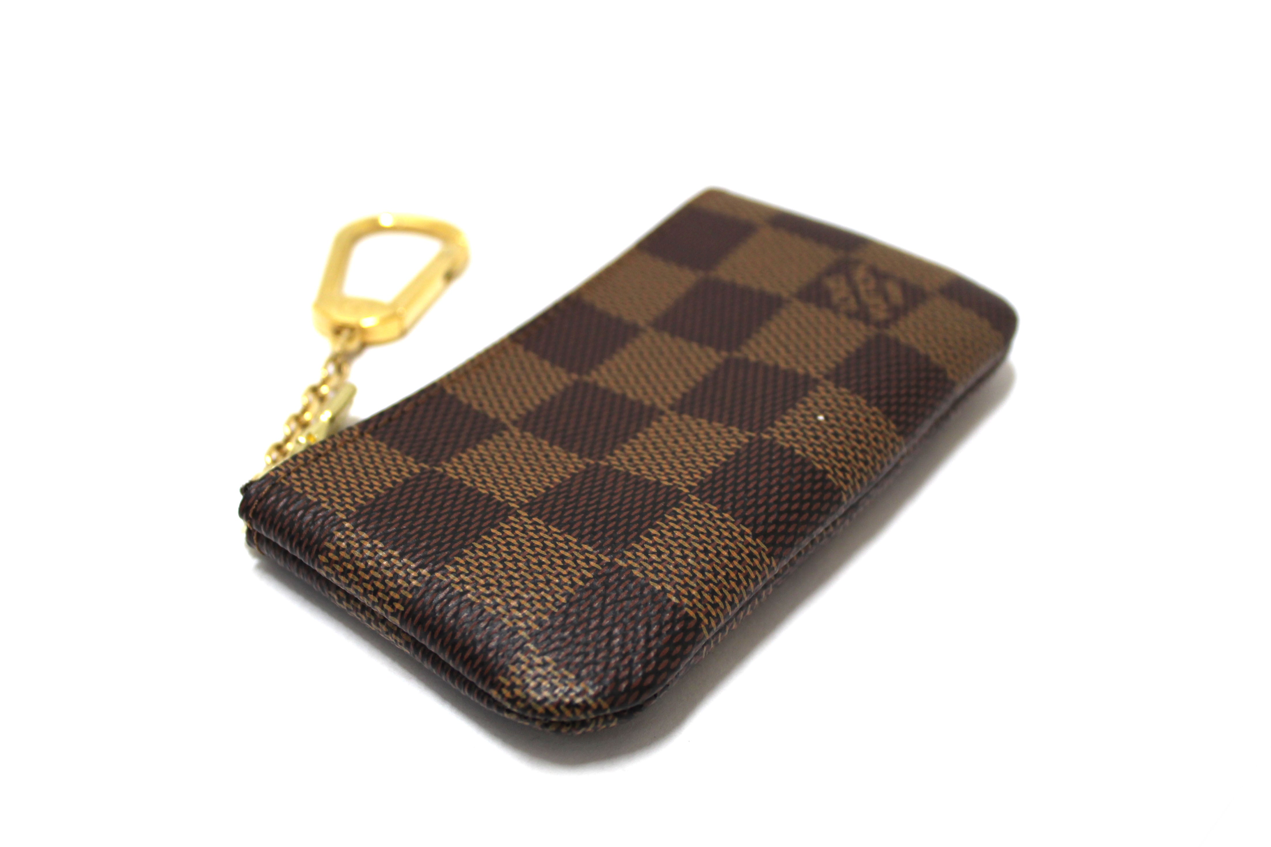 Authentic Louis Vuitton Damier Ebene Canvas Key Coin Pouch