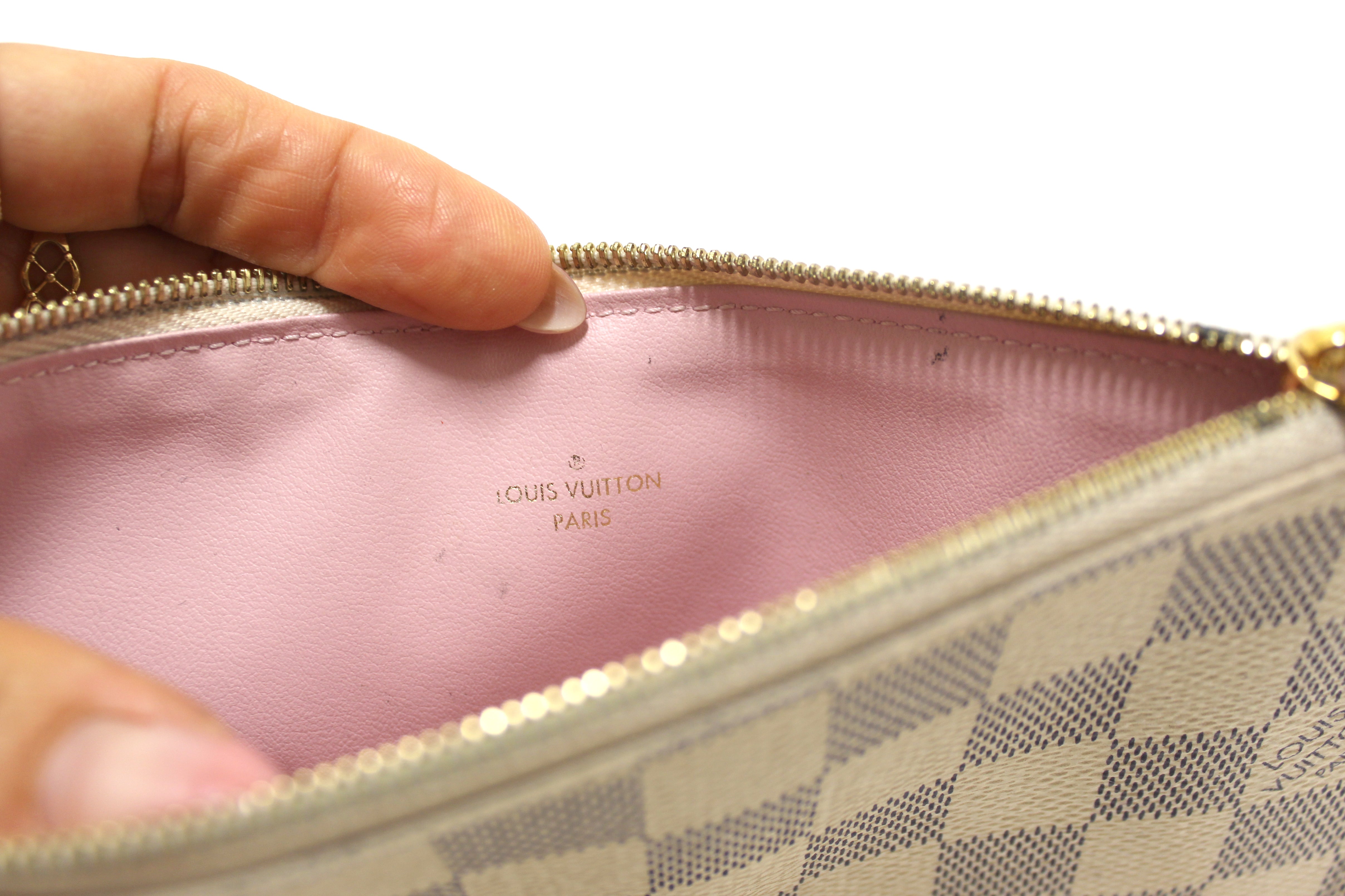 Authentic Louis Vuitton Damier Azur Felicie Pochette Crossbody Bag