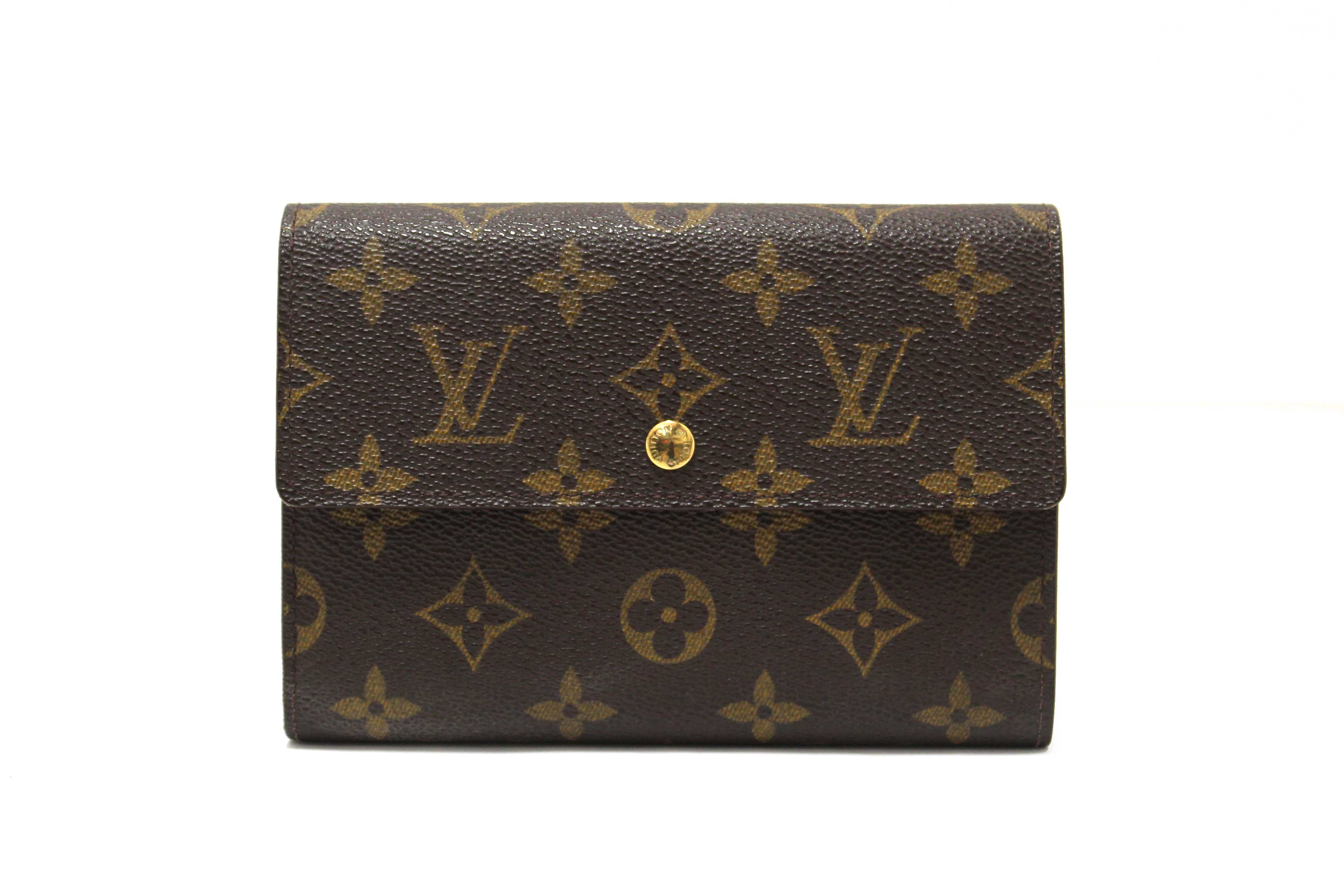 Authentic Louis Vuitton Classic Monogram Tresor Porte Etui Papiers Tri-Fold Wallet