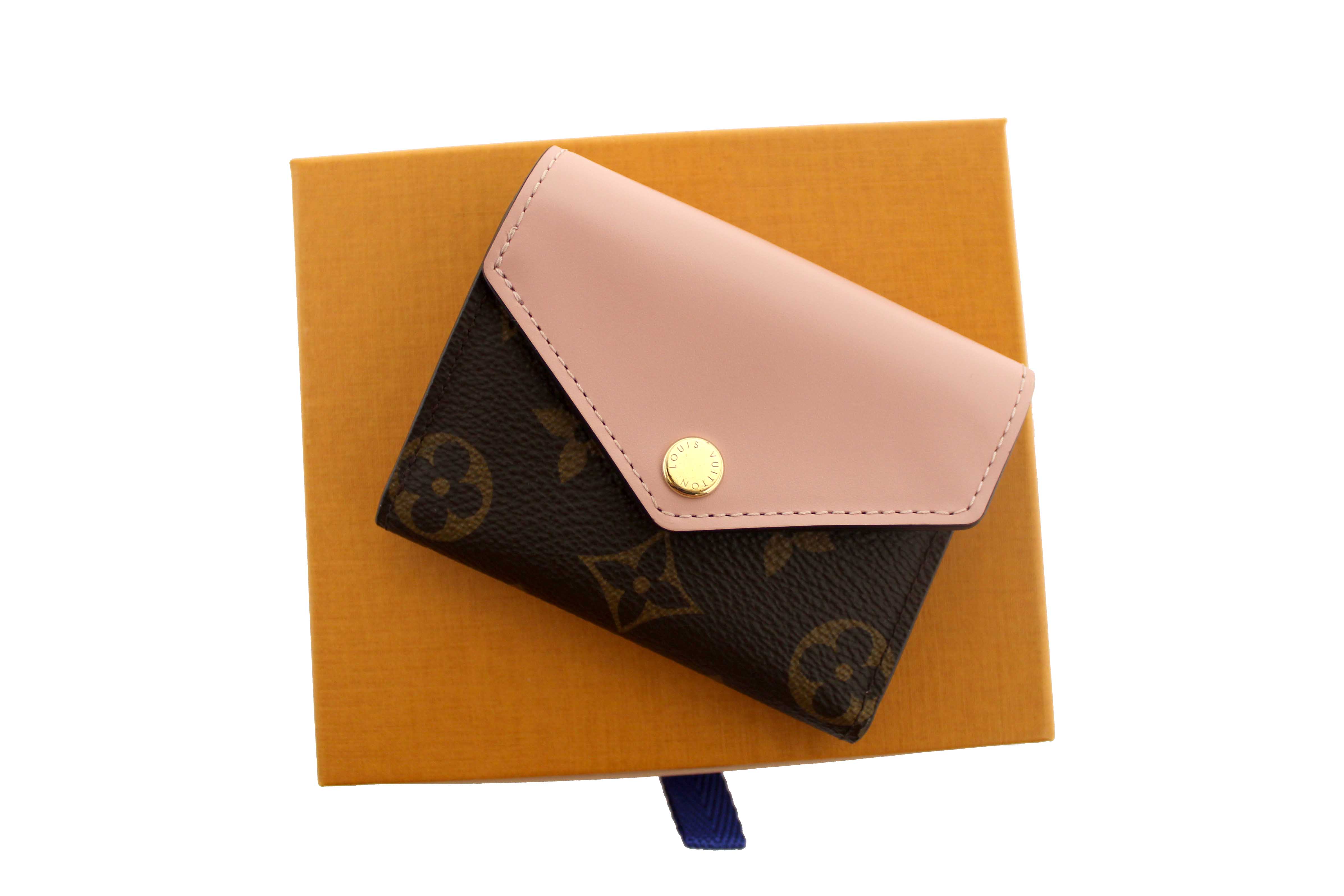Authentic Louis Vuitton Pink Monogram Canvas Zoé Compact Card Wallet