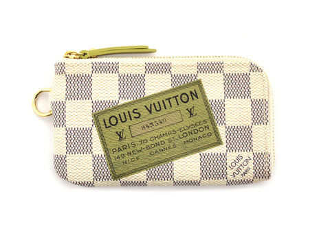 Authentic Louis Vuitton Damier Azur Pochette Key Coin Pouch Case