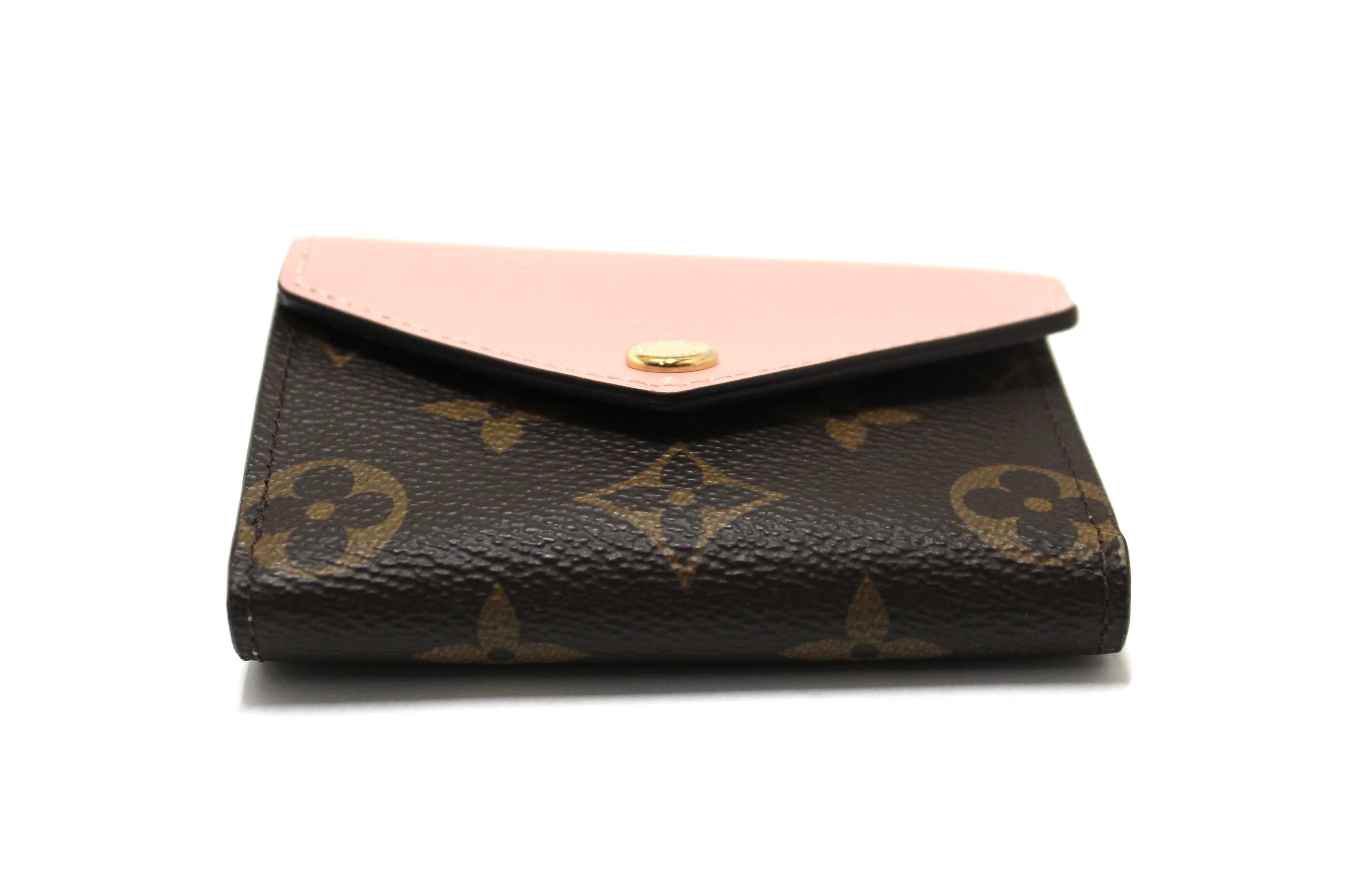 Authentic Louis Vuitton Pink Monogram Canvas Zoé Compact Card Wallet
