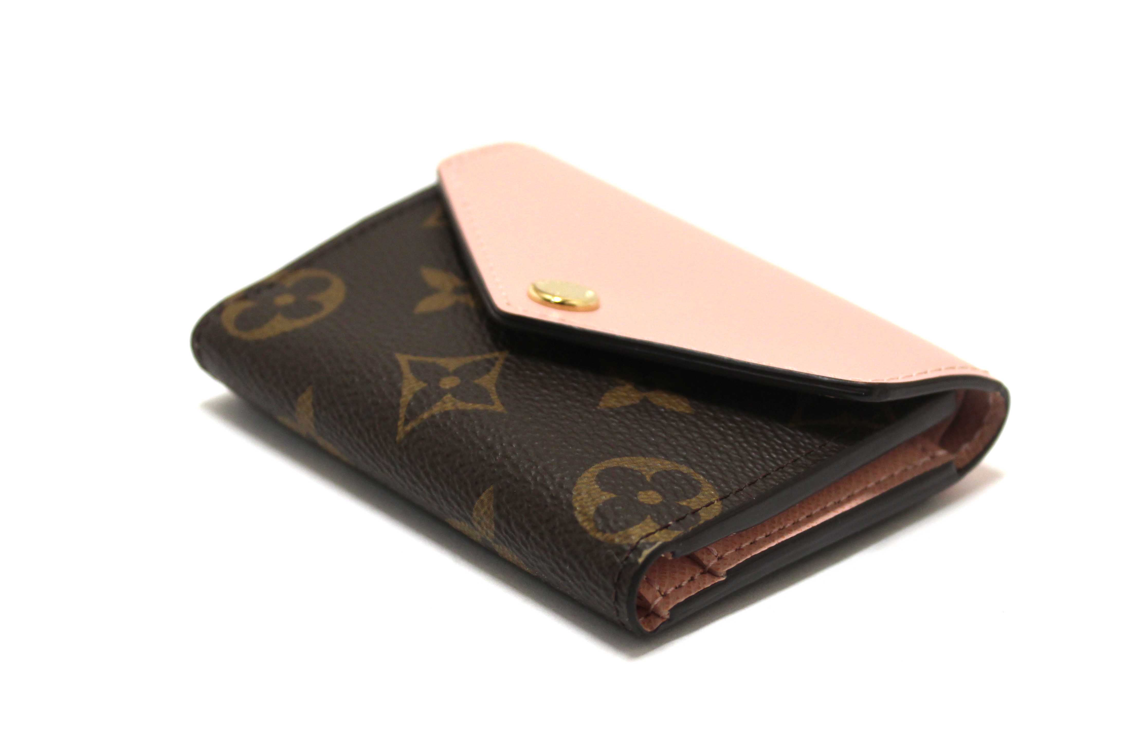 Authentic Louis Vuitton Pink Monogram Canvas Zoé Compact Card Wallet