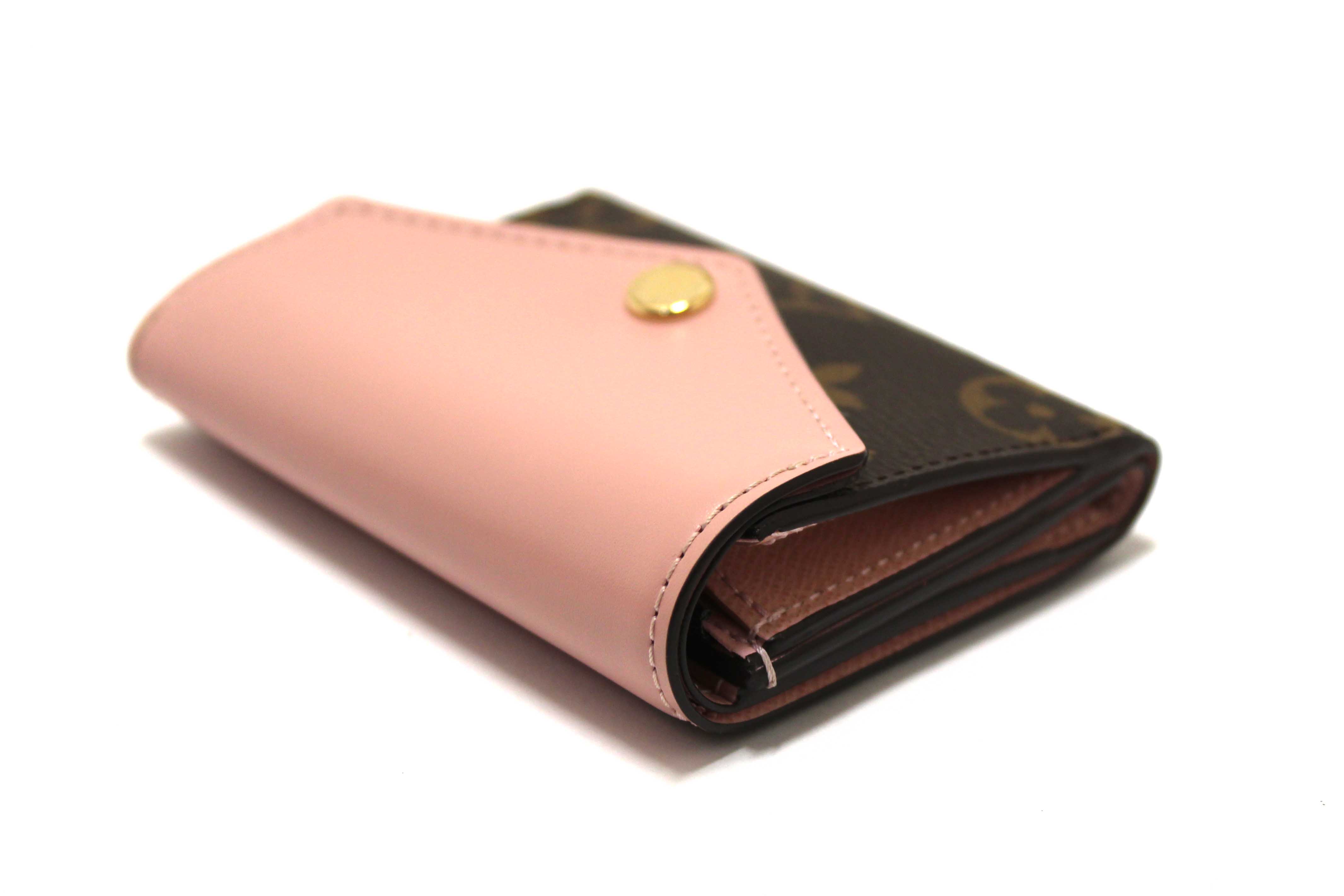 Authentic Louis Vuitton Pink Monogram Canvas Zoé Compact Card Wallet