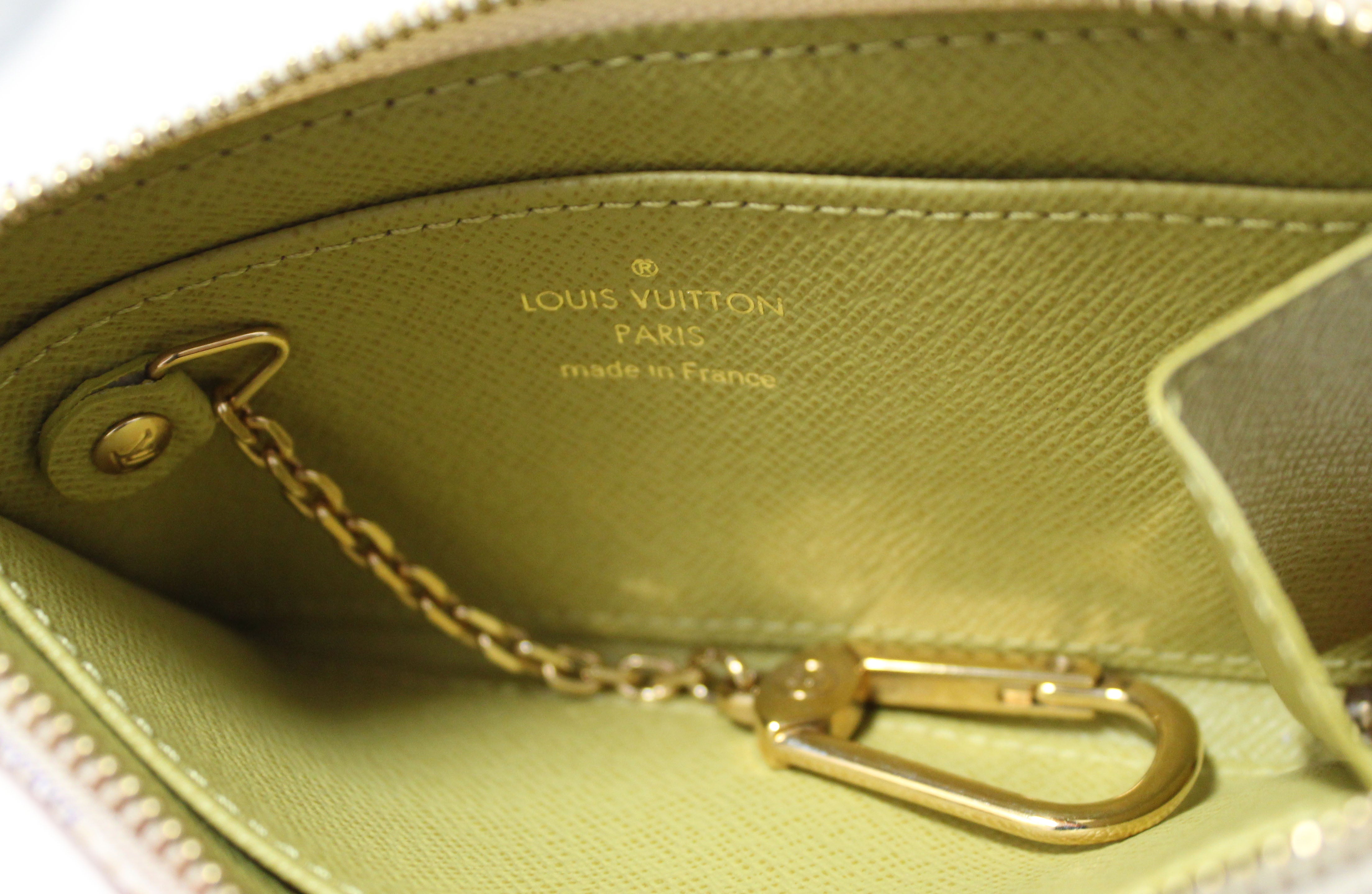 Louis Vuitton Coin case Mini Purse Damier Azur White Key Chain Leather  #462D