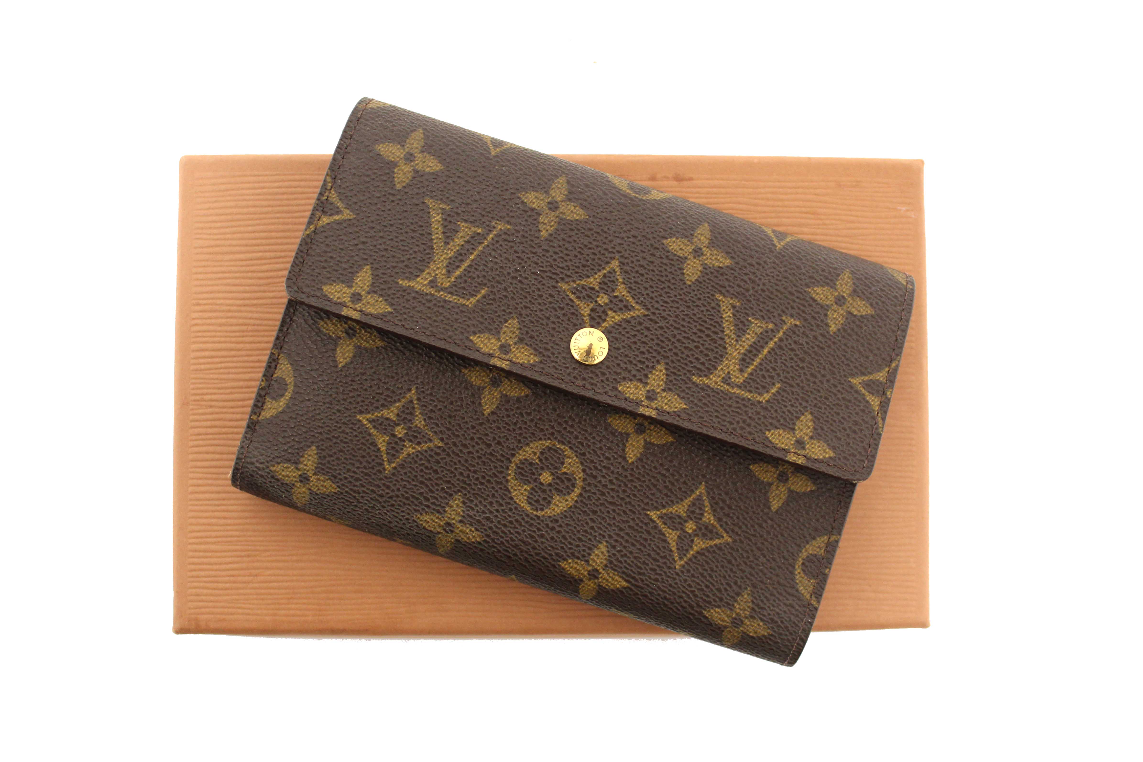 Authentic Louis Vuitton Classic Monogram Tresor Porte Etui Papiers Tri-Fold Wallet