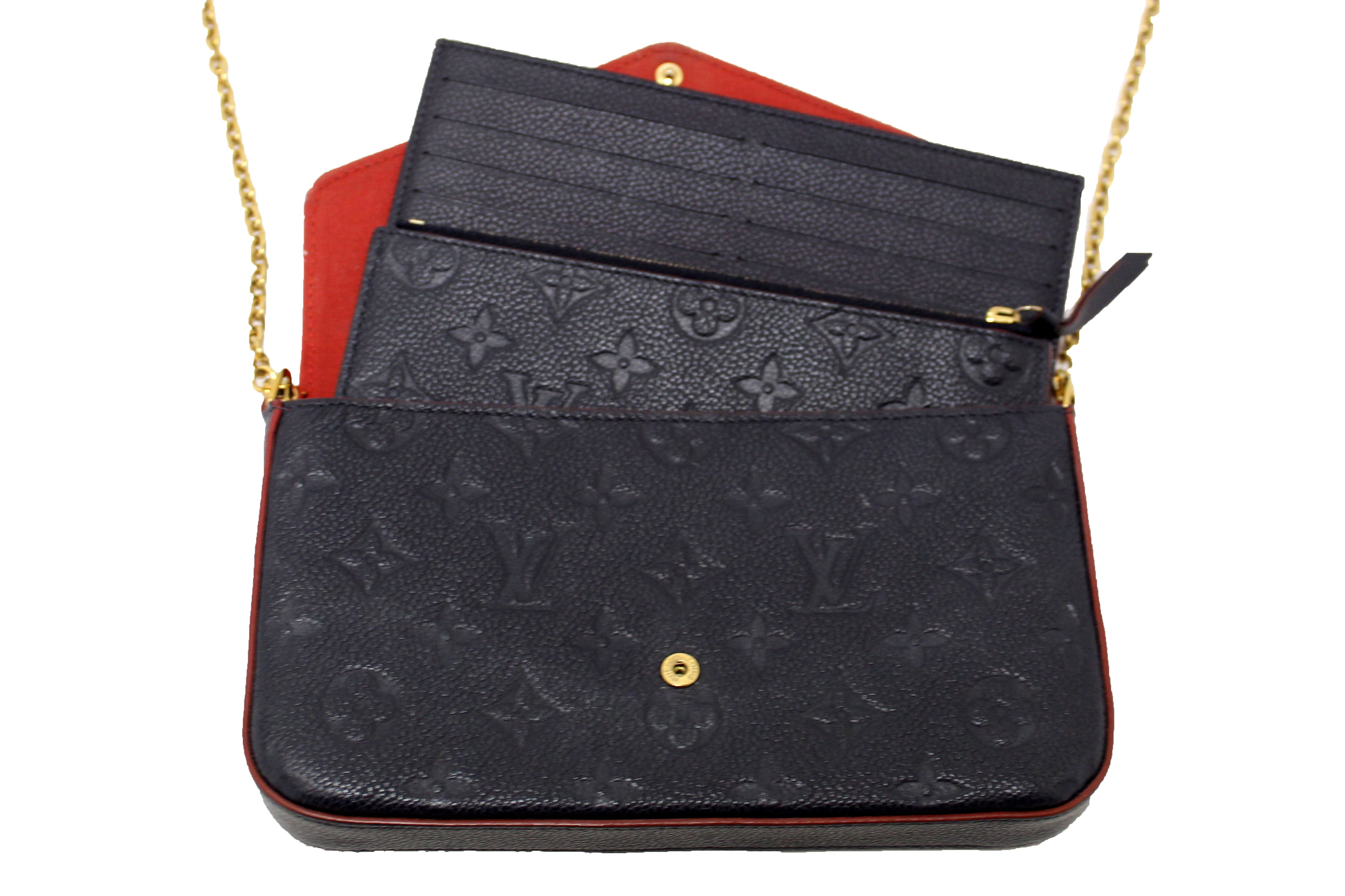 Authentic Louis Vuitton Navy Blue Monogram Empreinte Felicie Pochette Bag