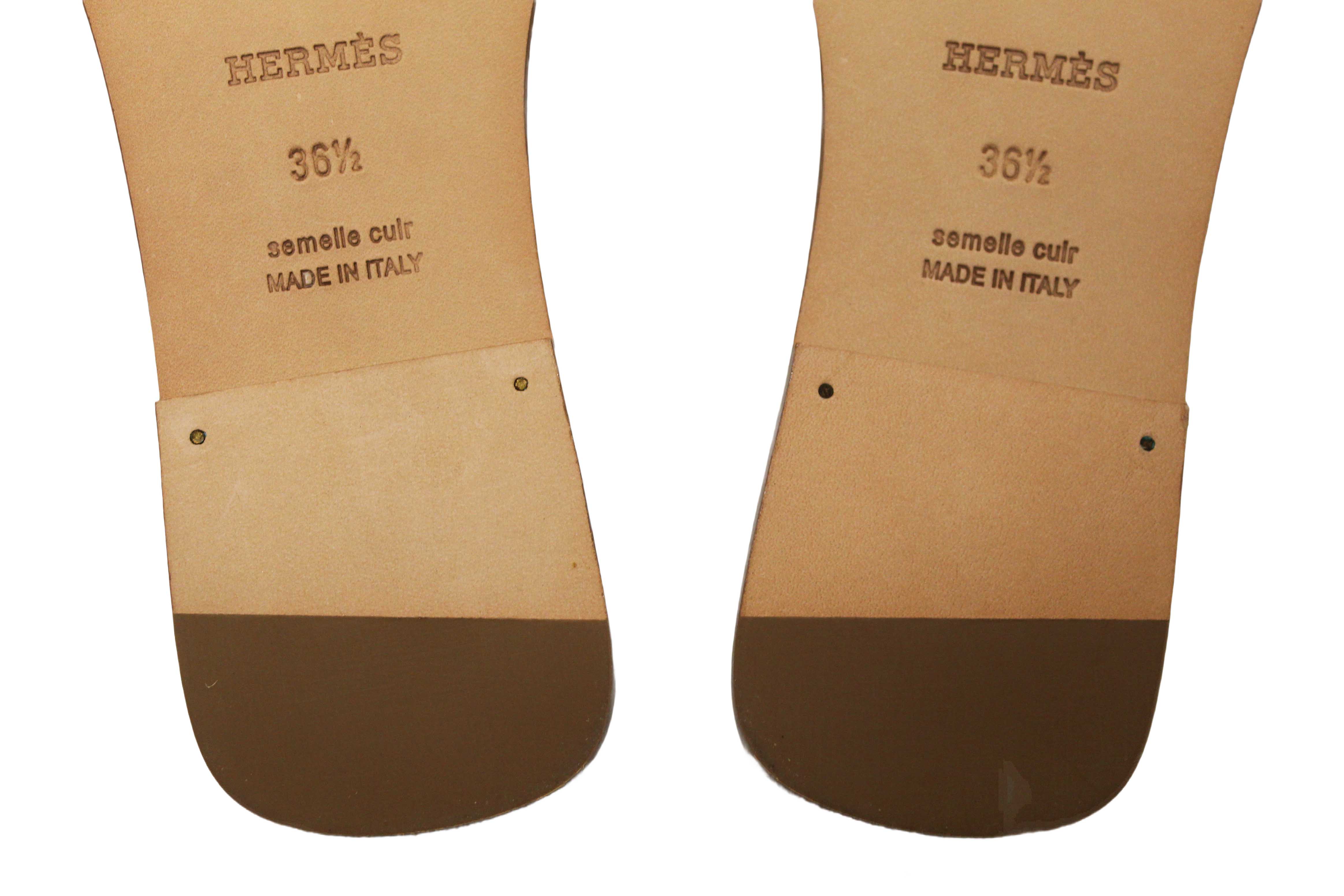 NEW Authentic Hermes White Box Calfskin Oran Flat Sandals Size 36.5