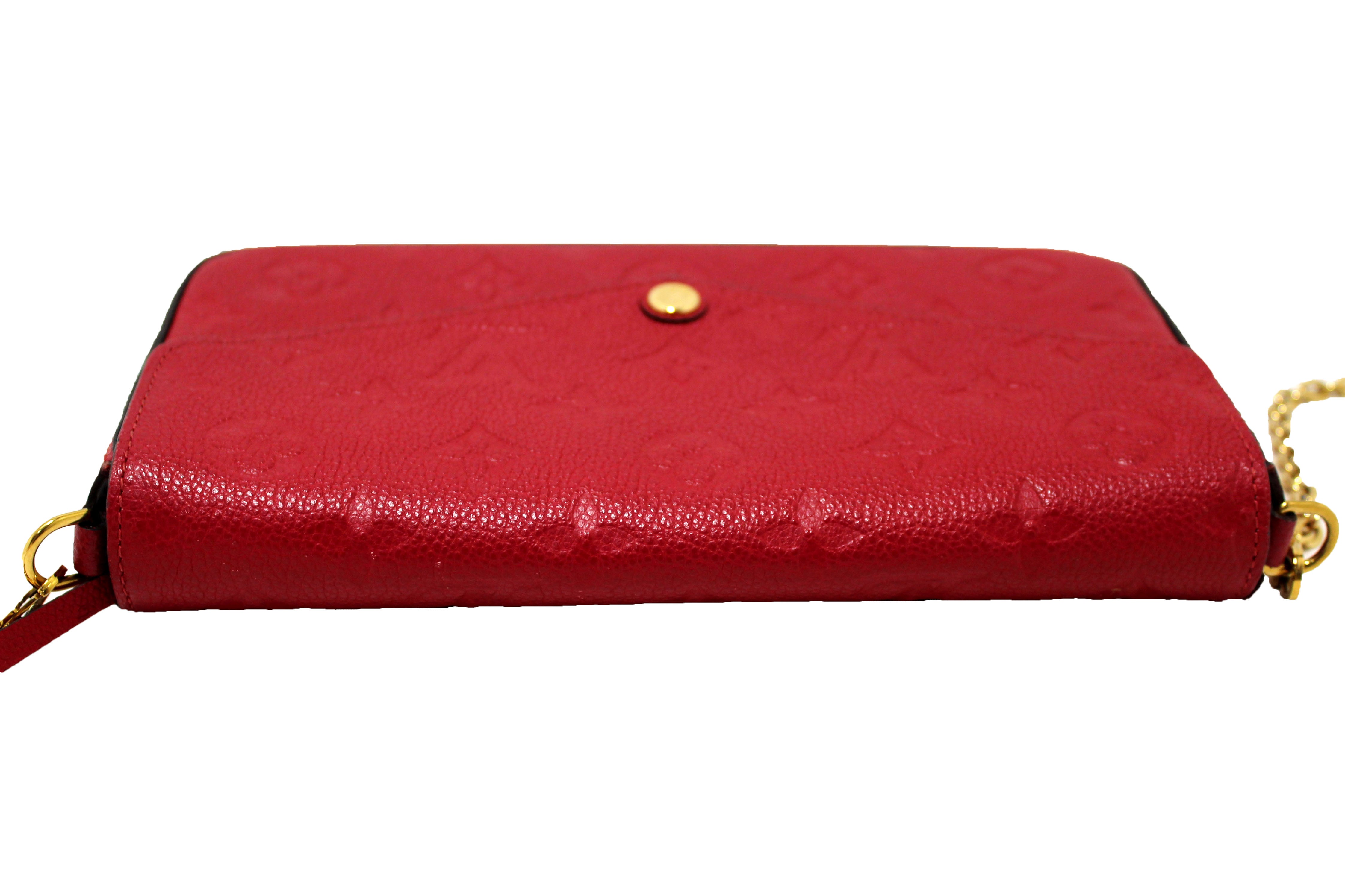 Authentic Louis Vuitton Red Monogram Empreinte Leather Felicie Pochette Bag