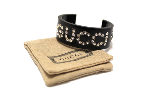 Authentic Gucci Black Crystal Resin Bangle Bracelet 6277956