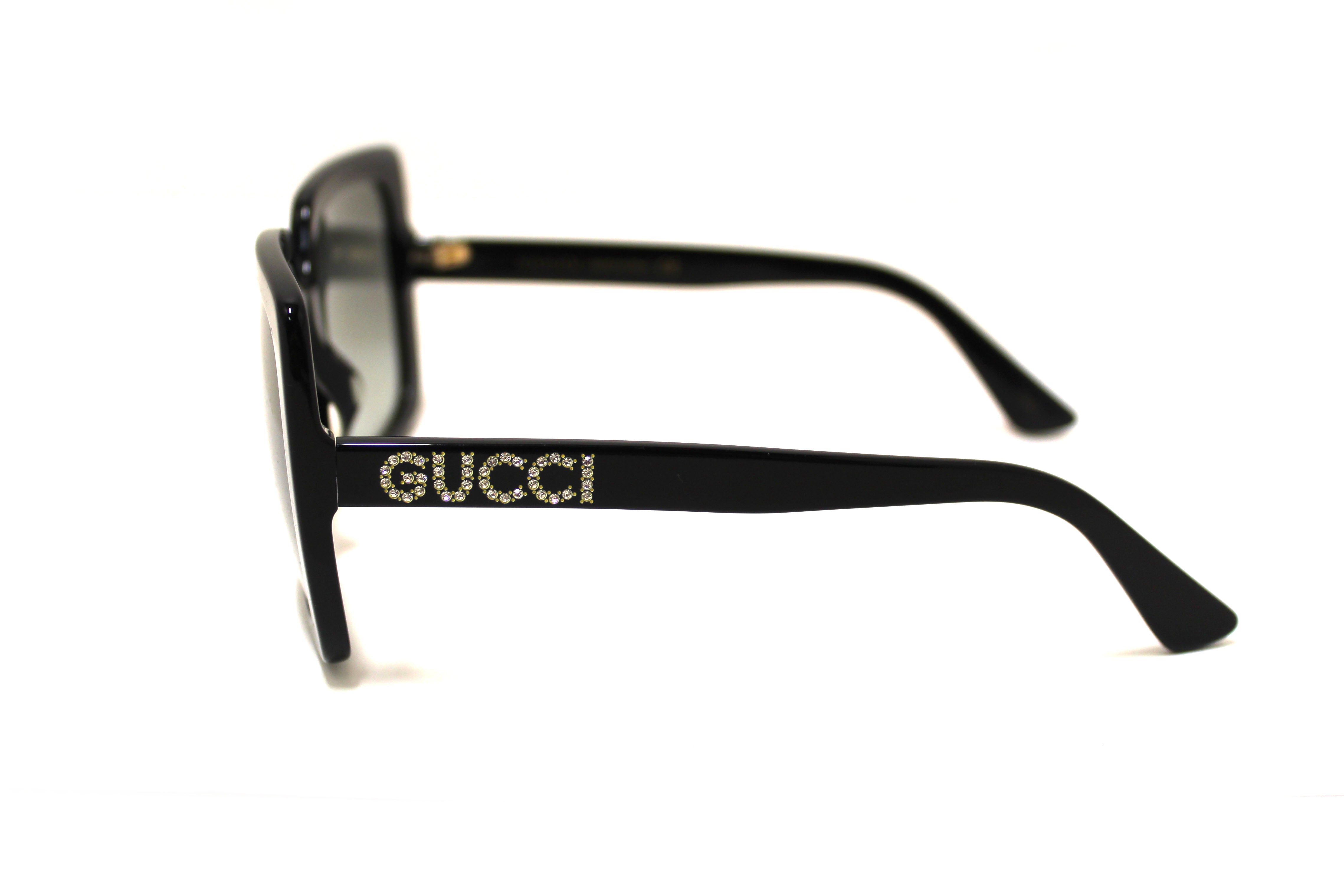 Authentic Gucci Black Square Oversized Retagular Sunglasses 541362