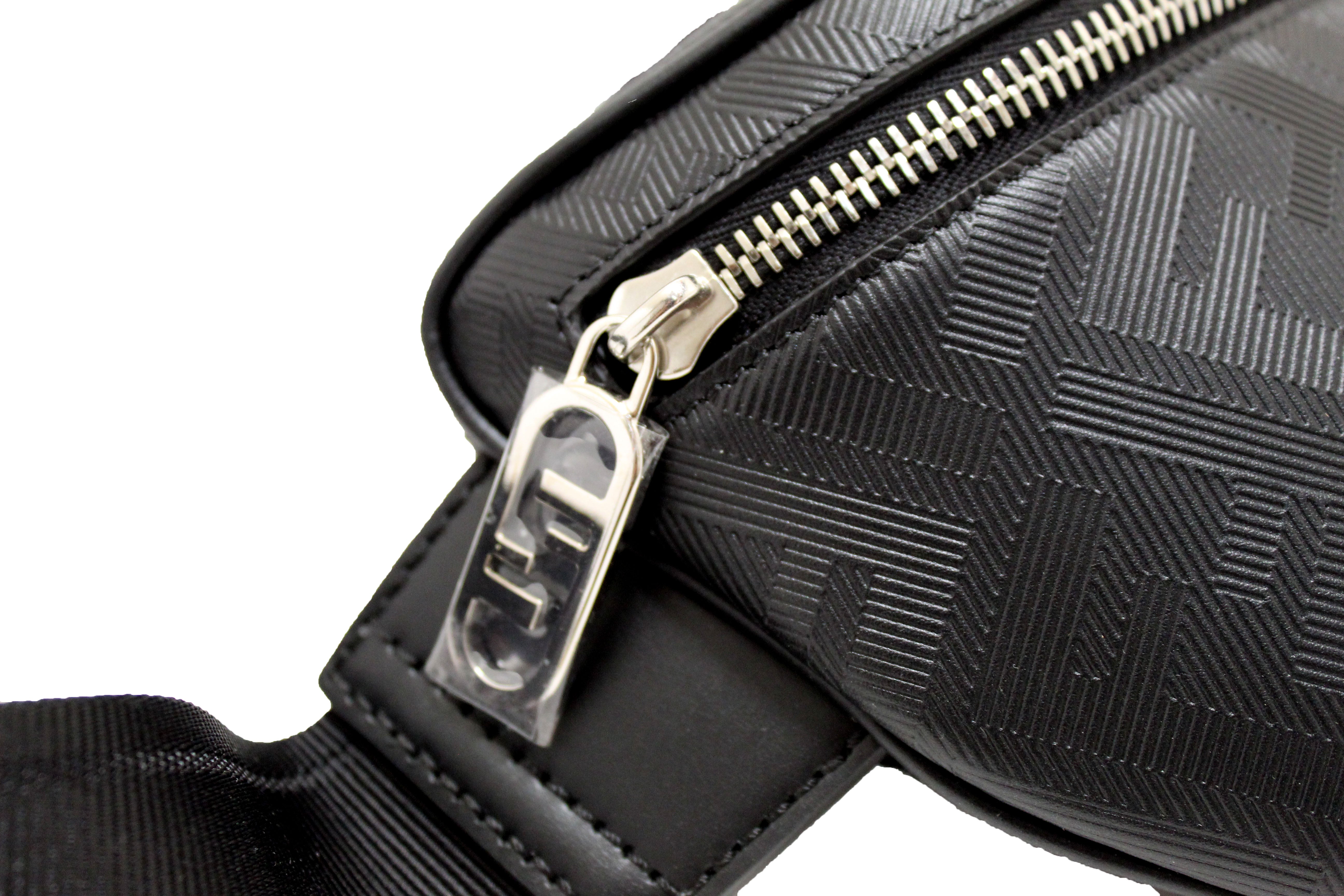 Authentic NEW Fendi Black Leather Shadow Diagonal Belt Bag