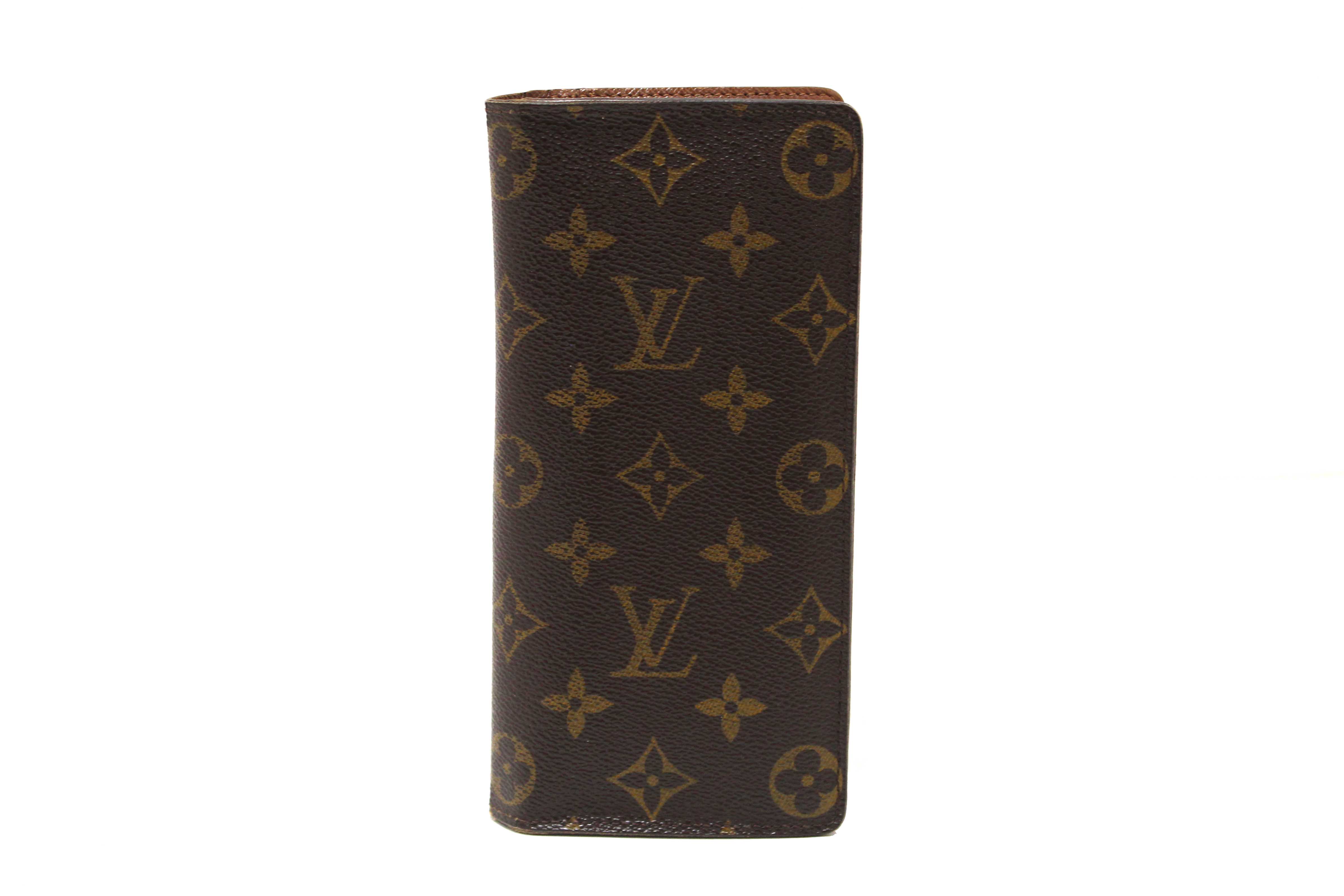 Authentic Louis Vuitton Classic Monogram Canvas Brazza Long Wallet