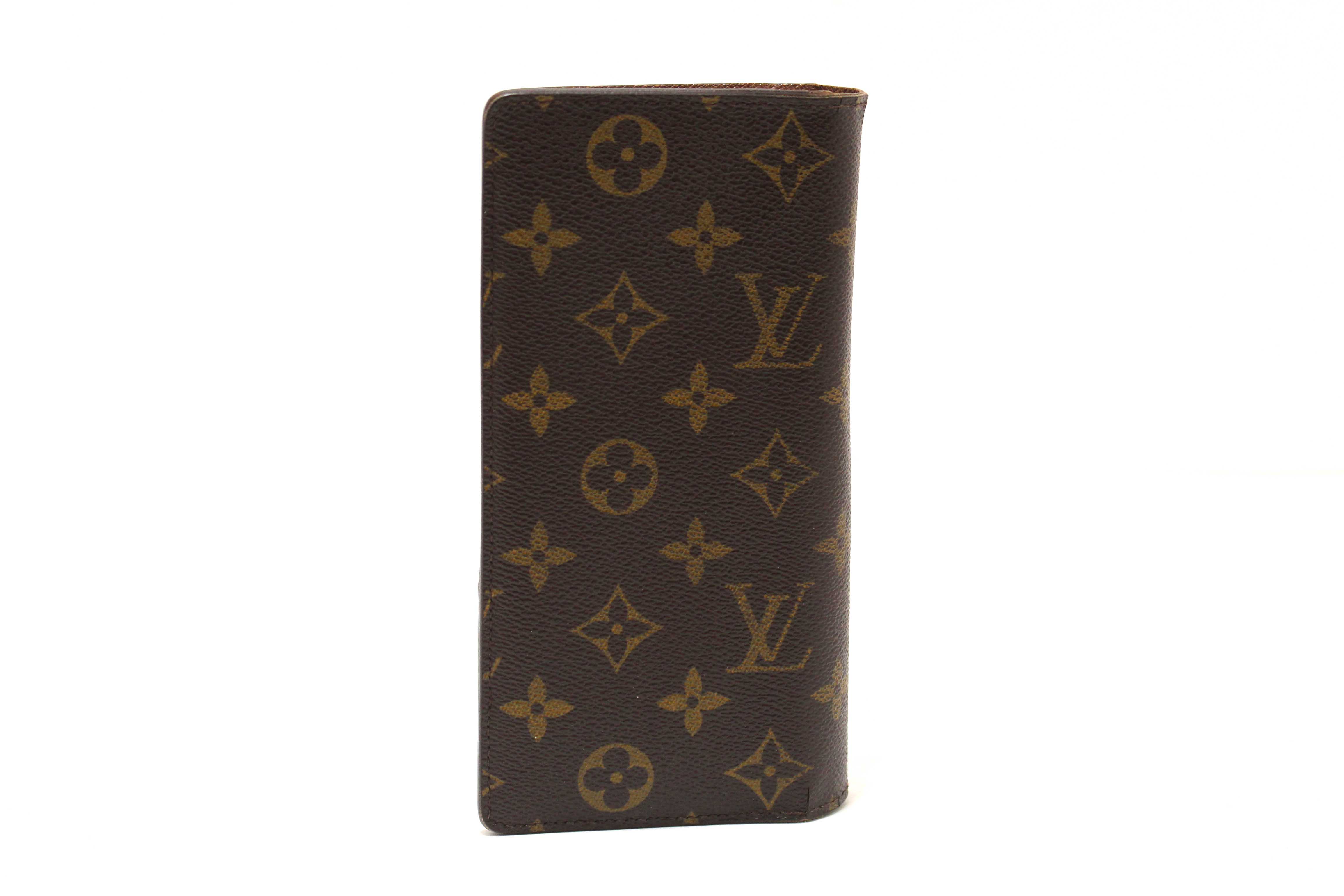 Authentic Louis Vuitton Classic Monogram Canvas Brazza Long Wallet