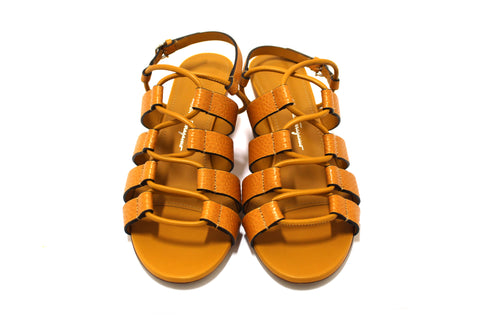 Authentic Salvatore Ferragamo Golden Reptile Sirmio 55 Sandals Size 7C