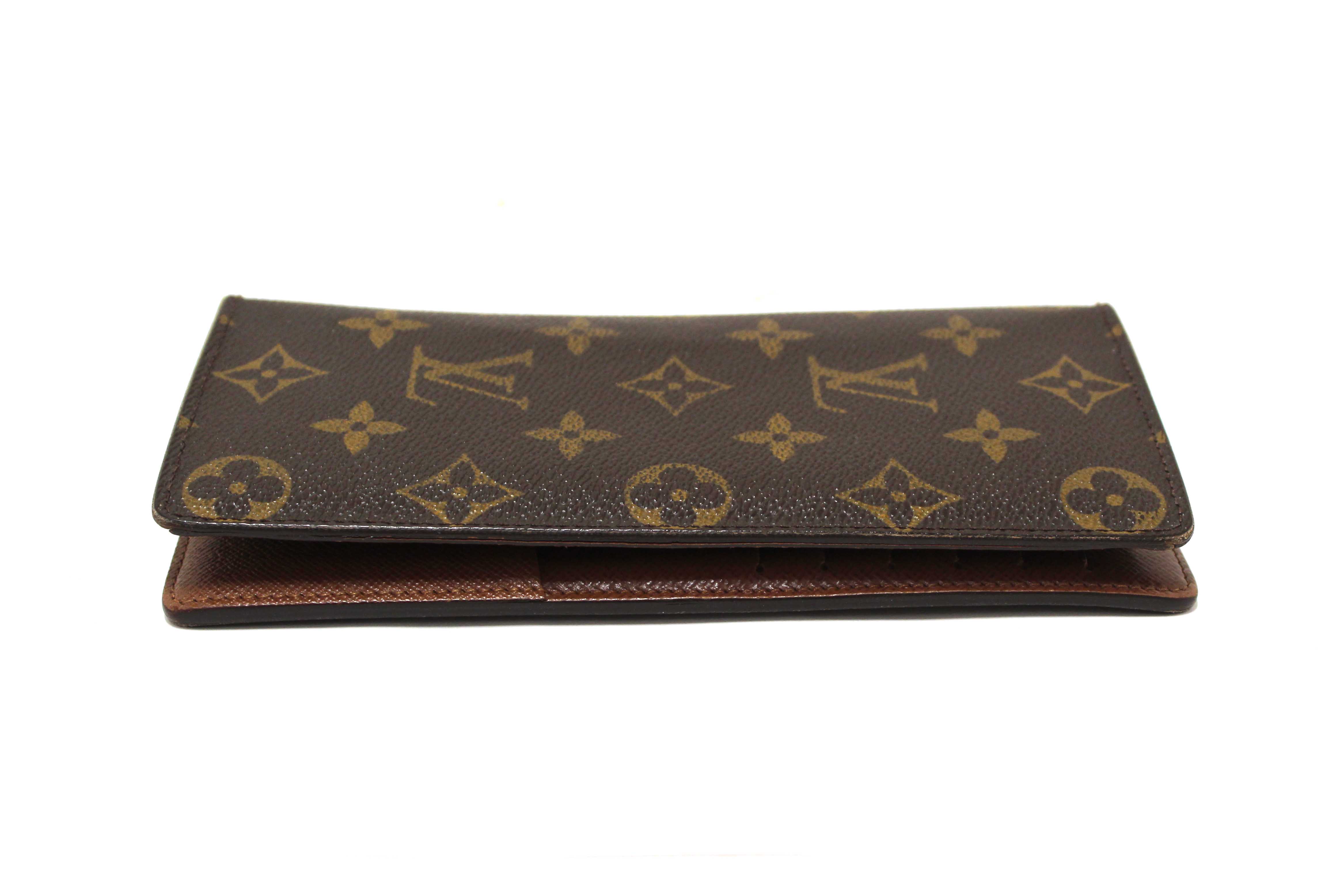 Authentic Louis Vuitton Classic Monogram Canvas Brazza Long Wallet