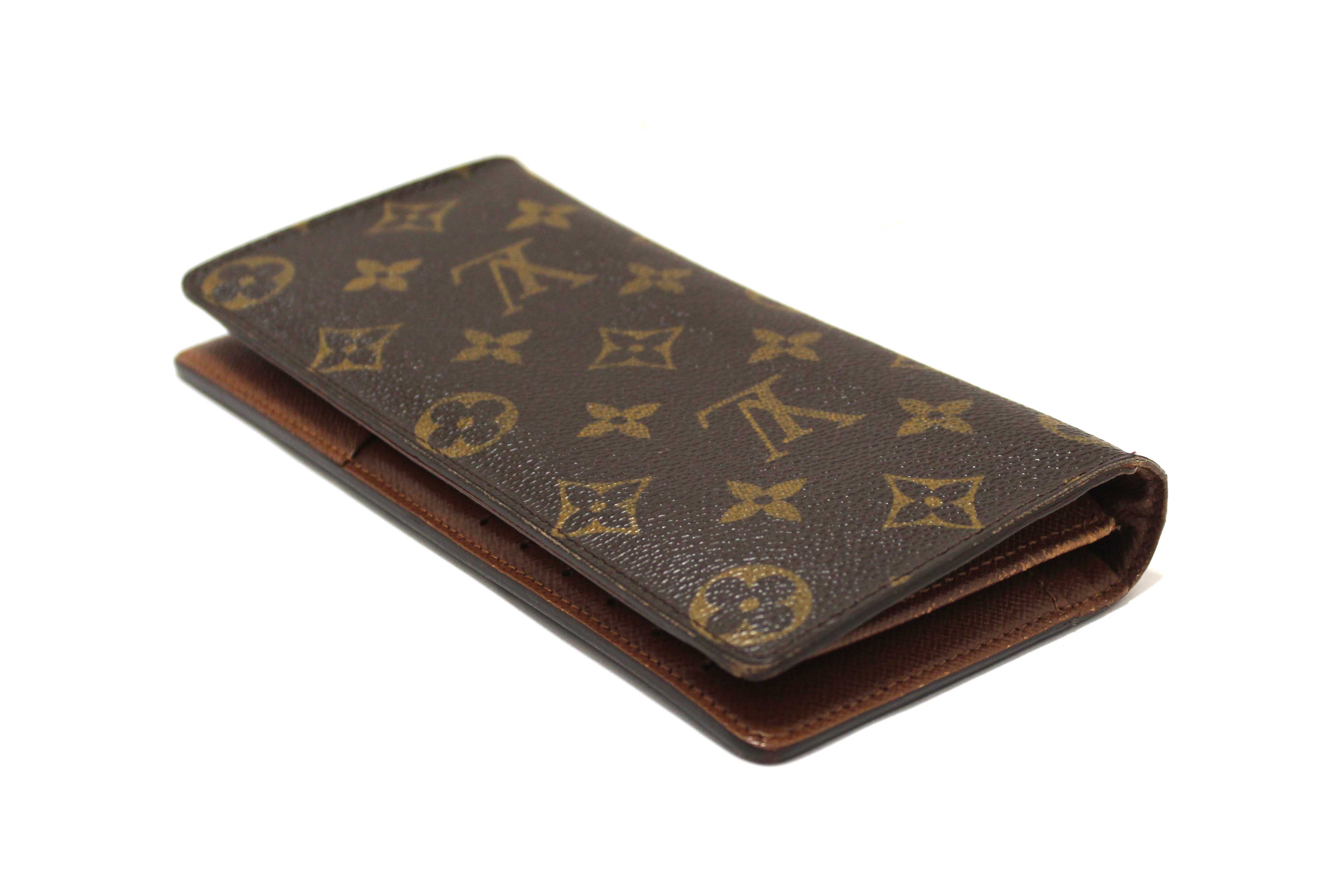 Authentic Louis Vuitton Classic Monogram Canvas Brazza Long Wallet